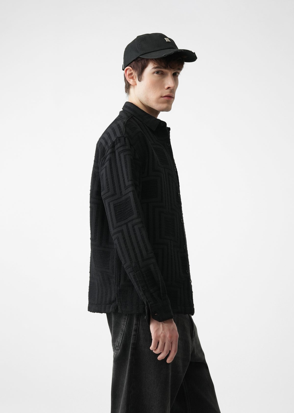 Black Patterned Regular Fit Shirt