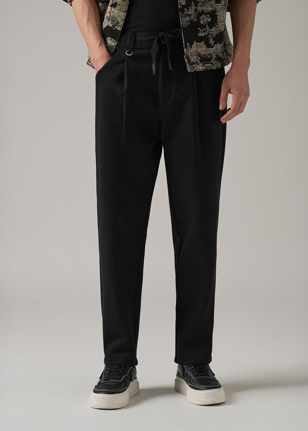 Black Pin Stripe Suede Pant