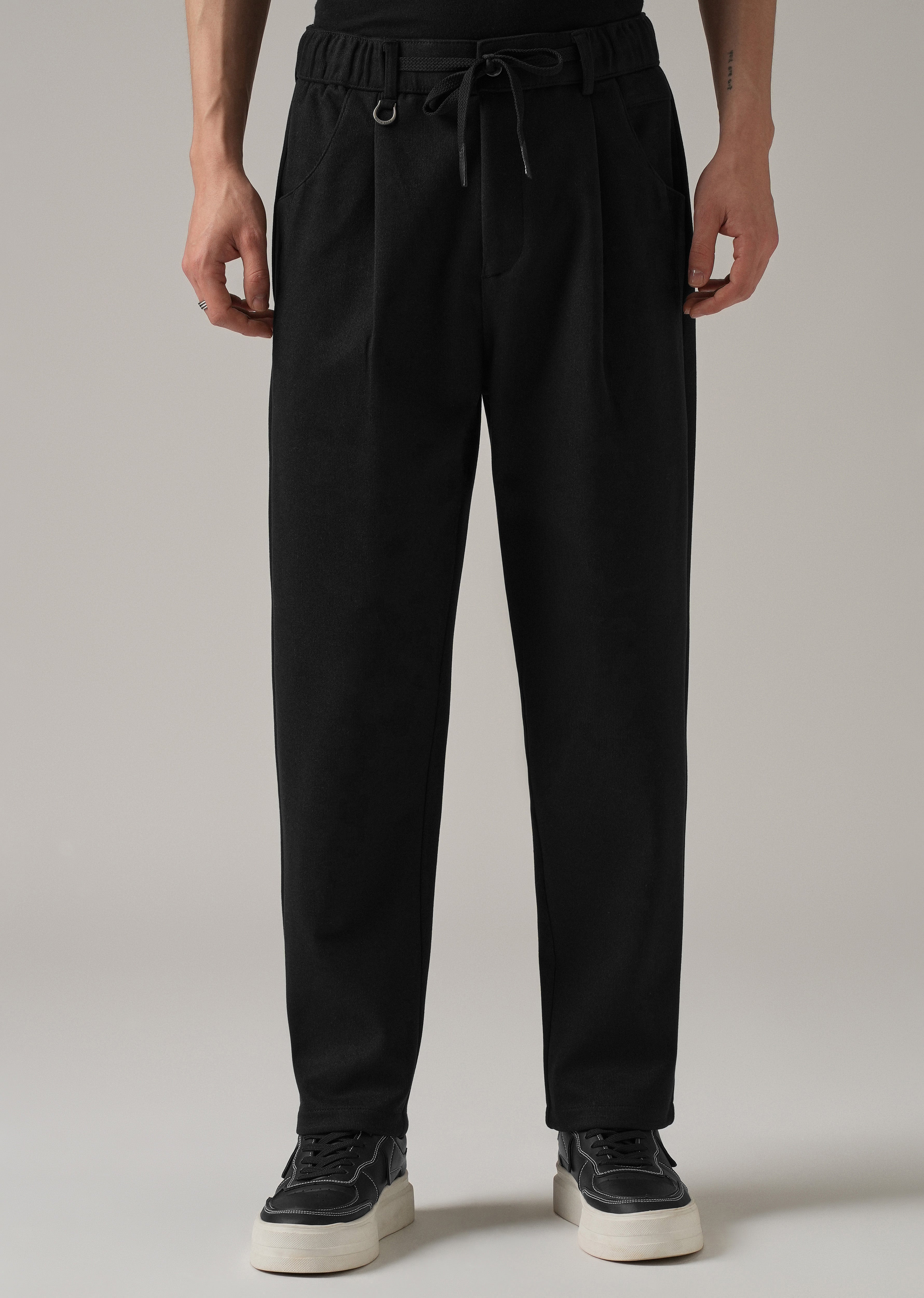 Black Pin Stripe Suede Pant