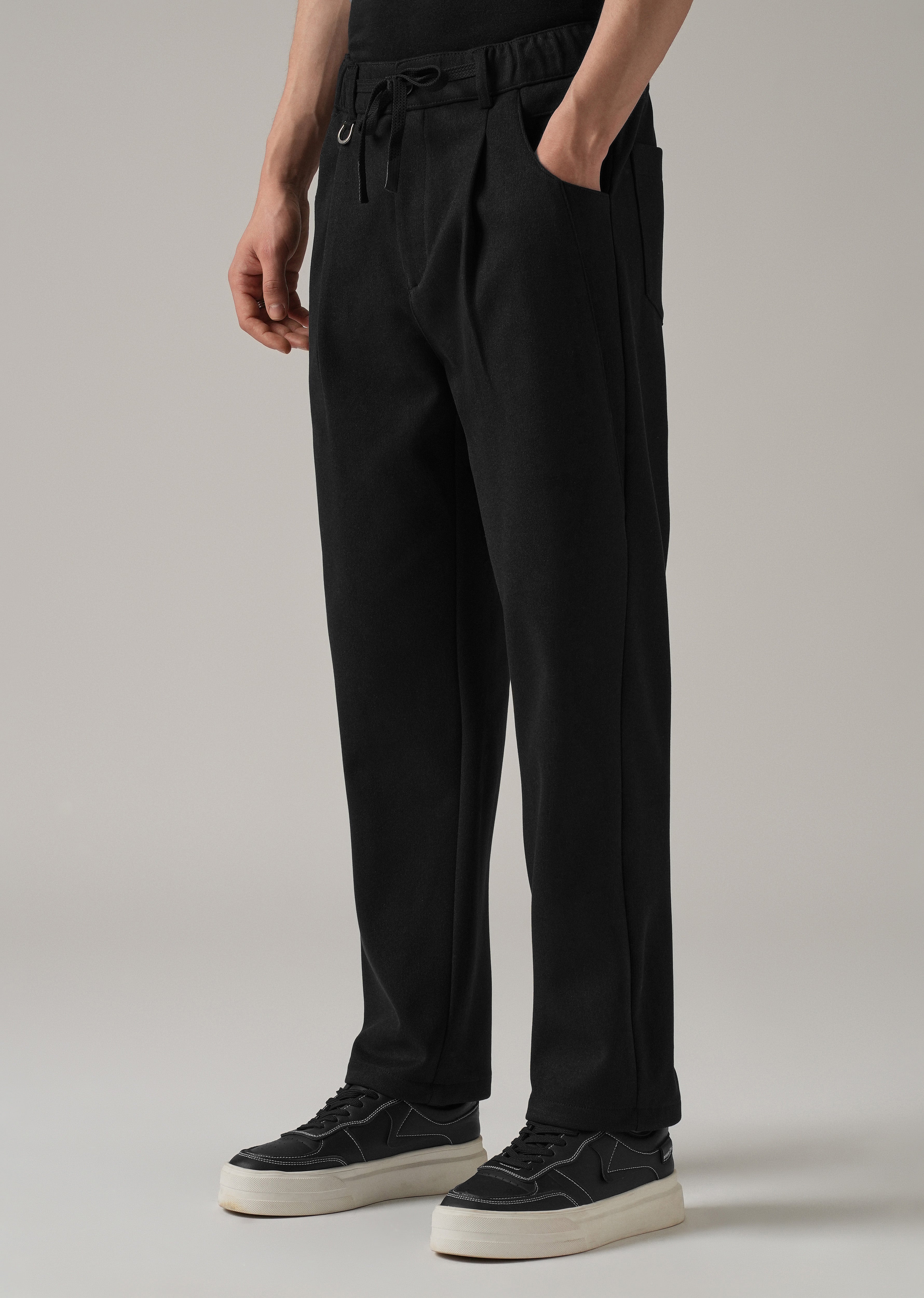 Black Pin Stripe Suede Pant