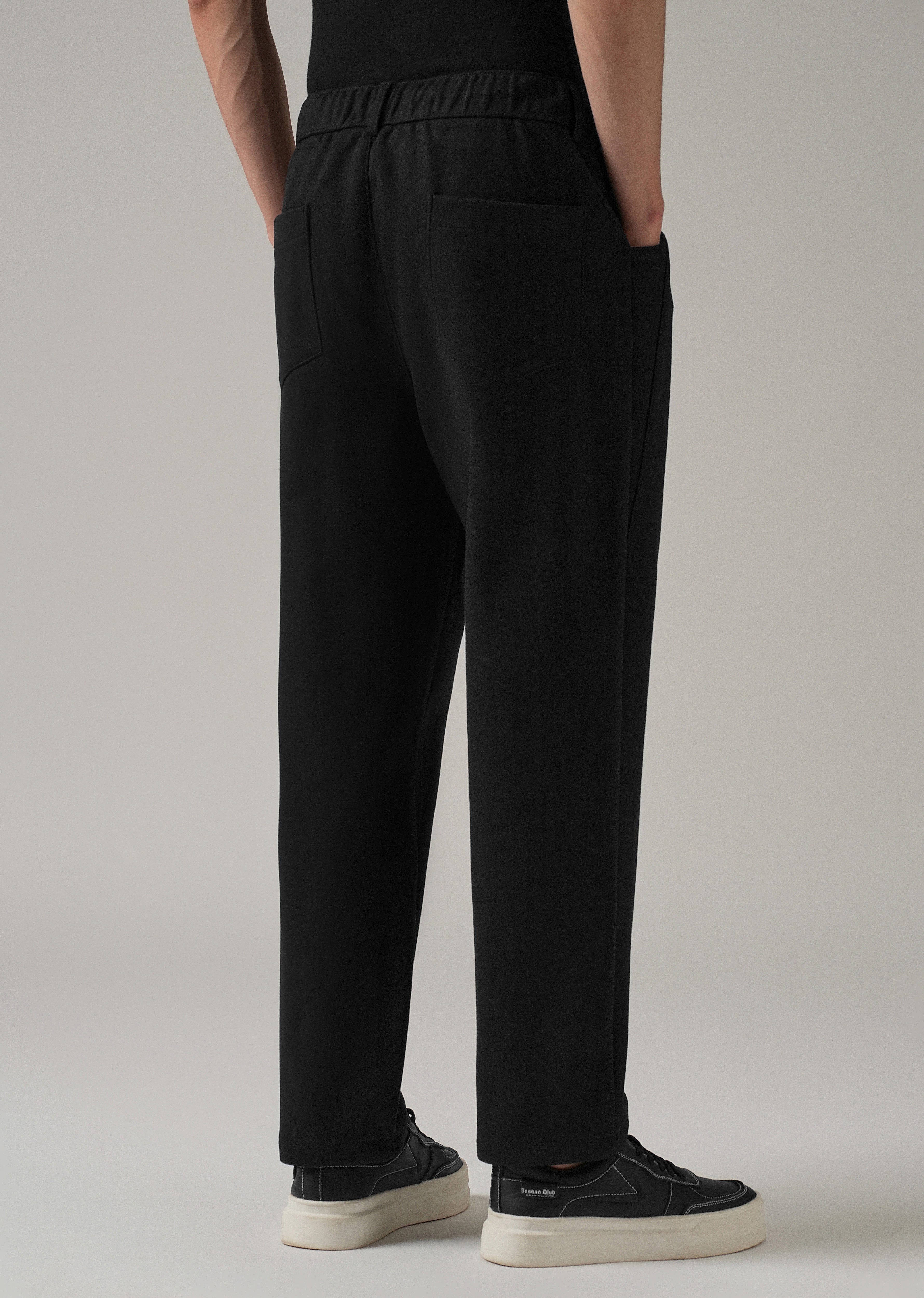 Black Pin Stripe Suede Pant