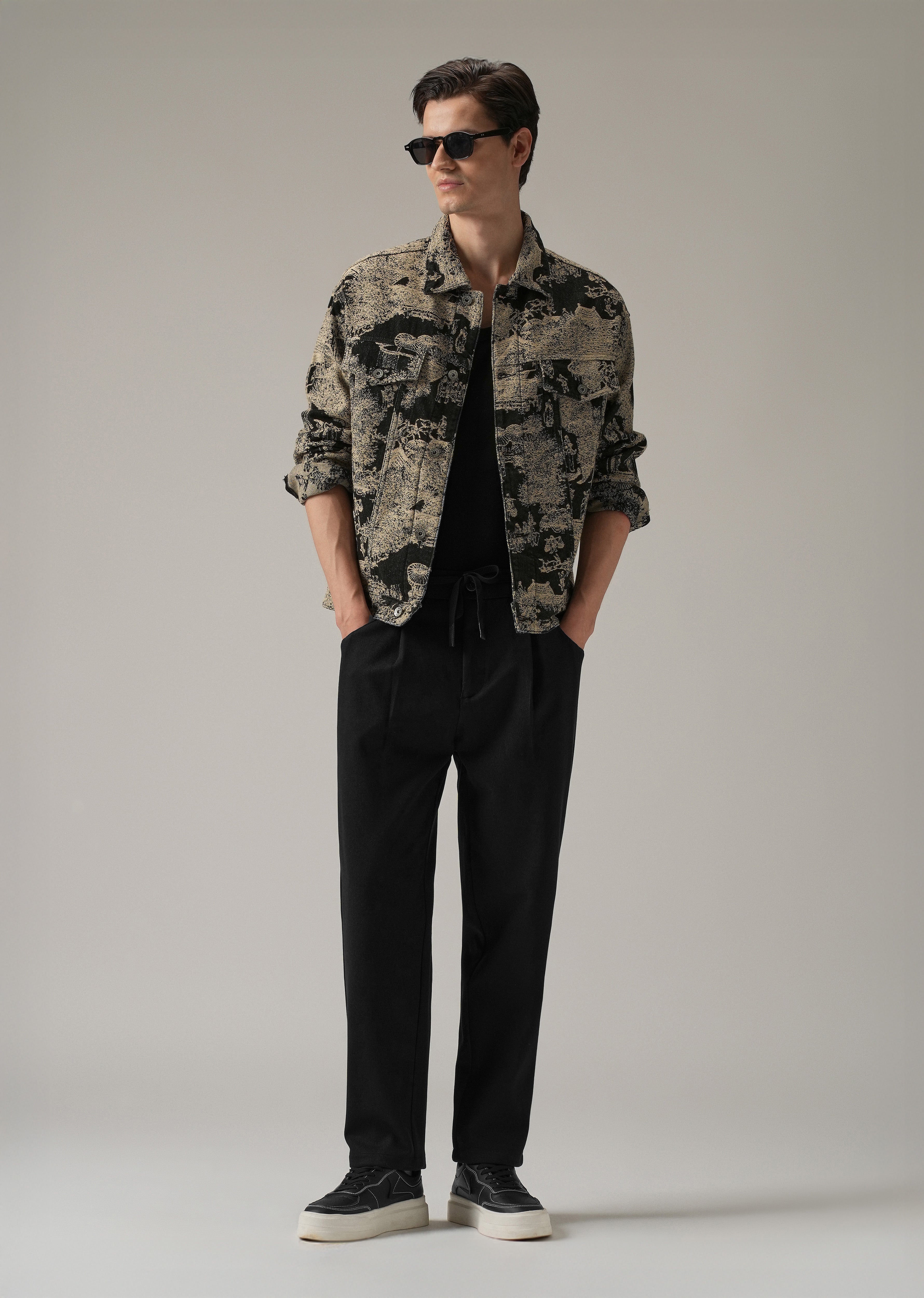 Black Pin Stripe Suede Pant