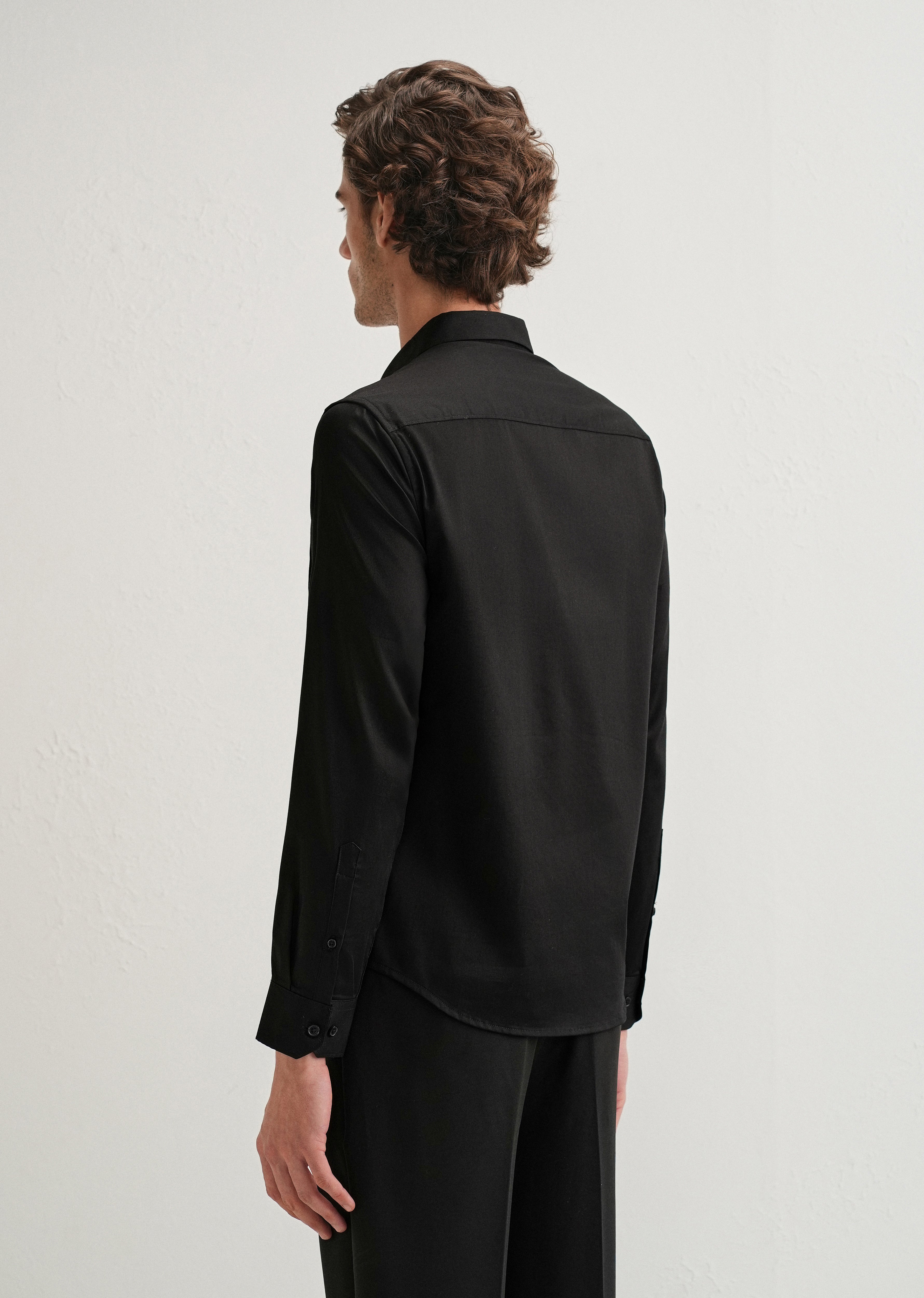 Black Pintuck Pleat Designer Shirt