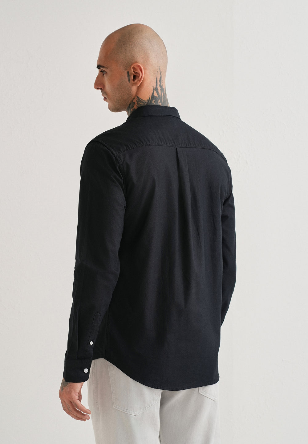 Black Plain Cotton Oxford Shirt