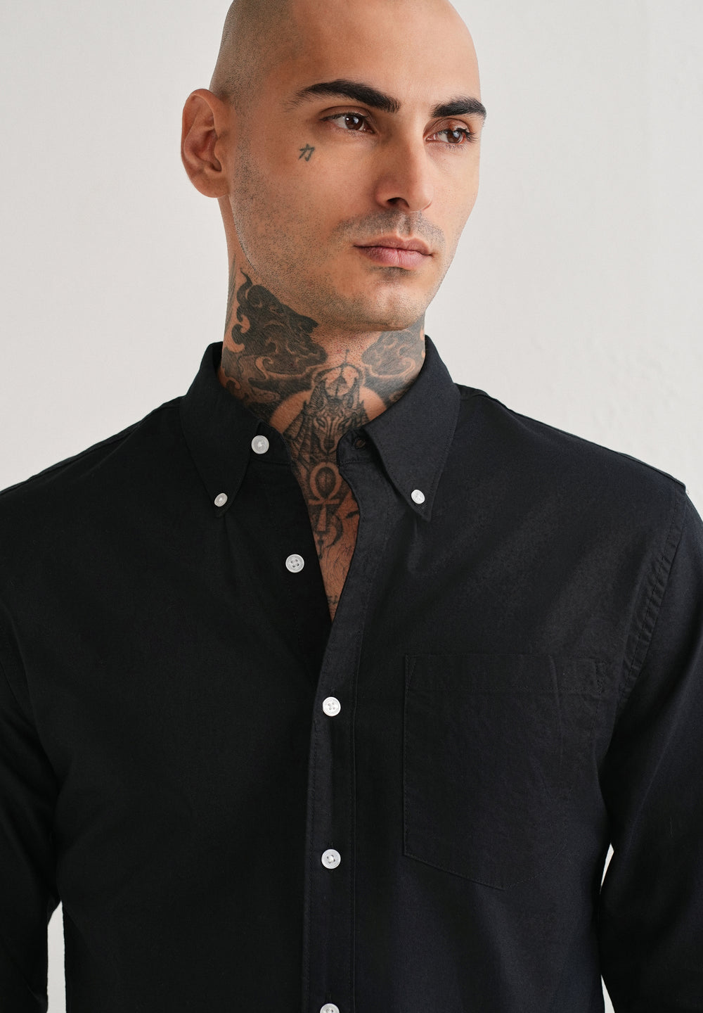 Black Plain Cotton Oxford Shirt