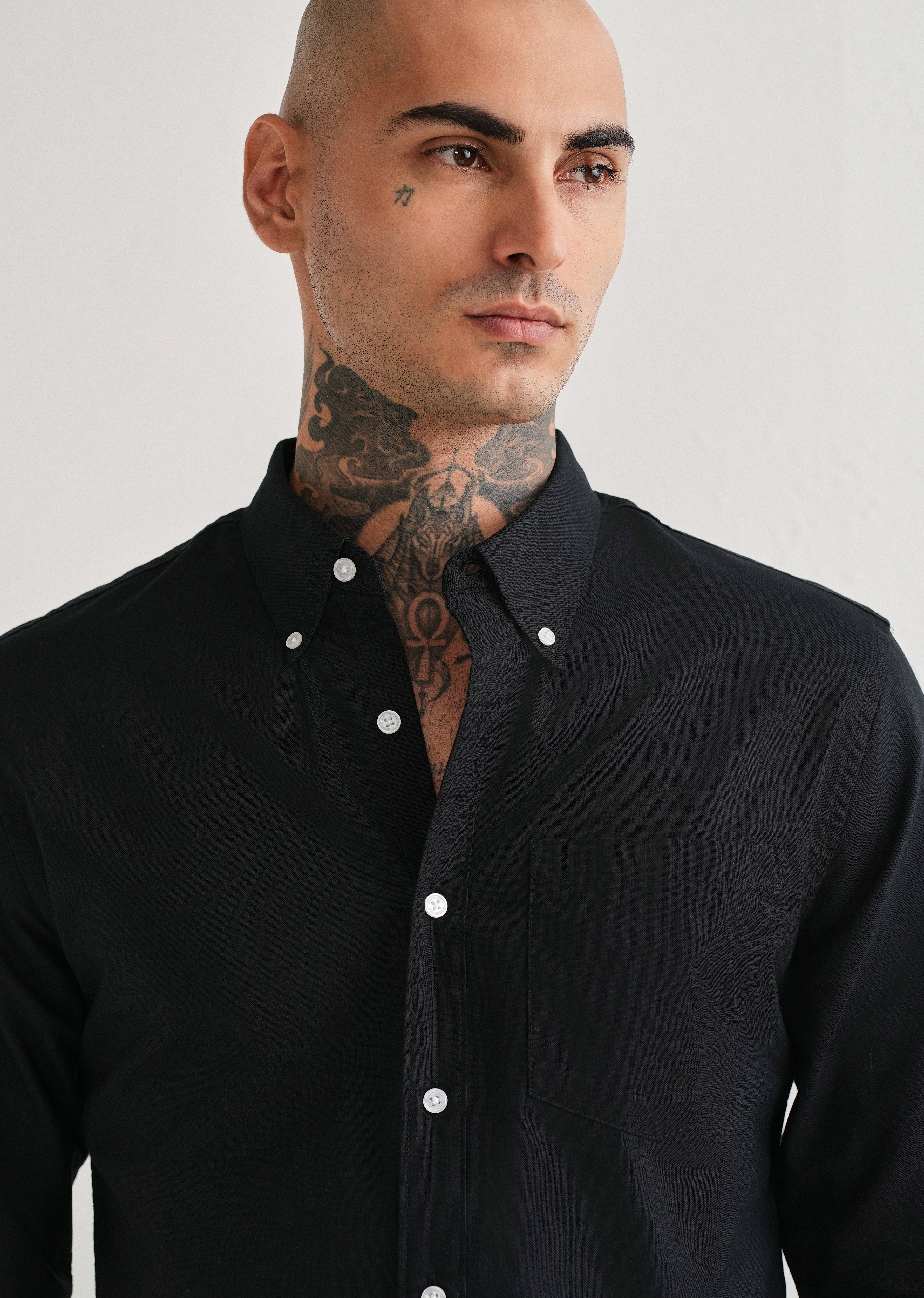 Black Plain Cotton Oxford Shirt