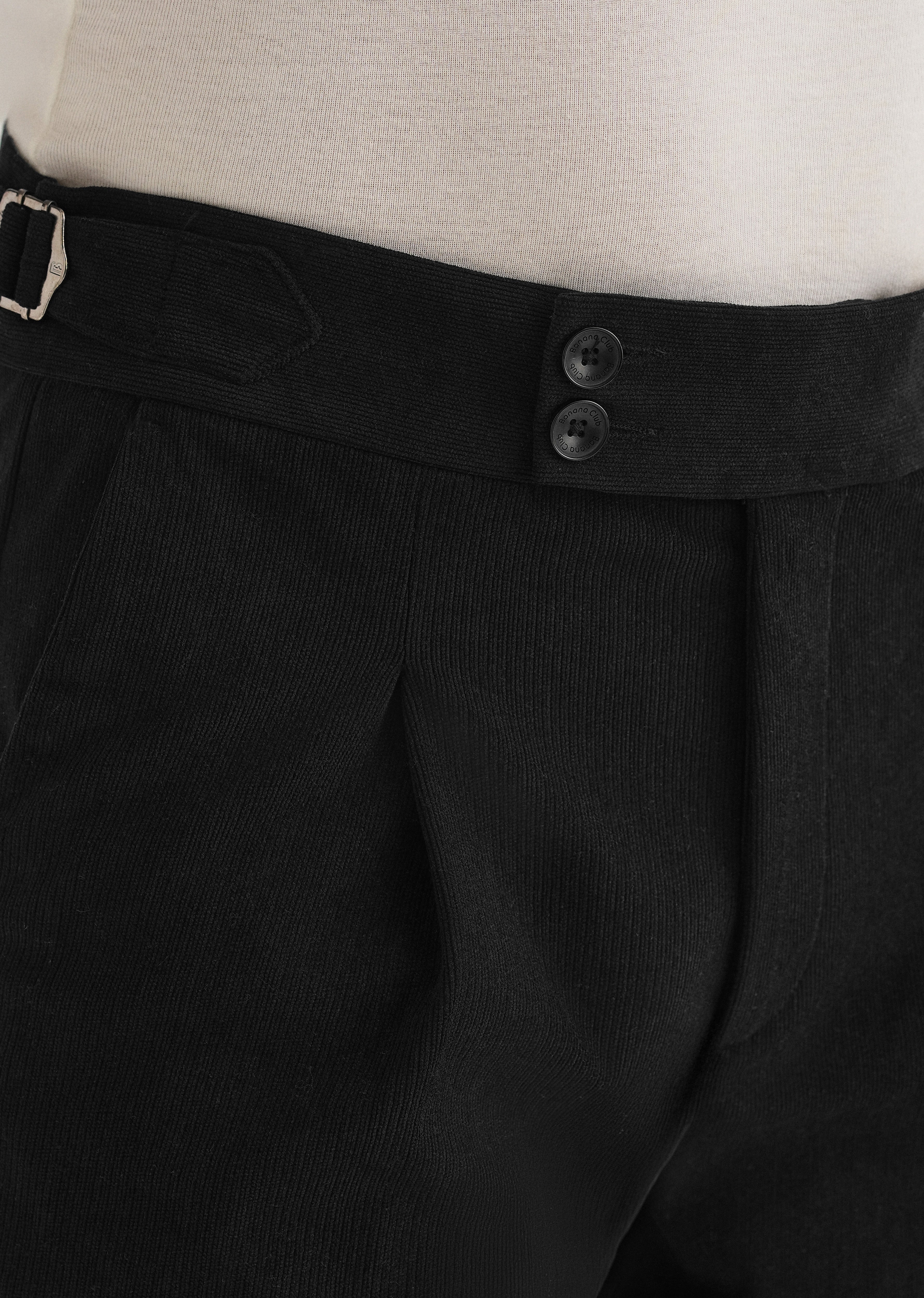 Black Pleated Corduroy Gurkha Pant