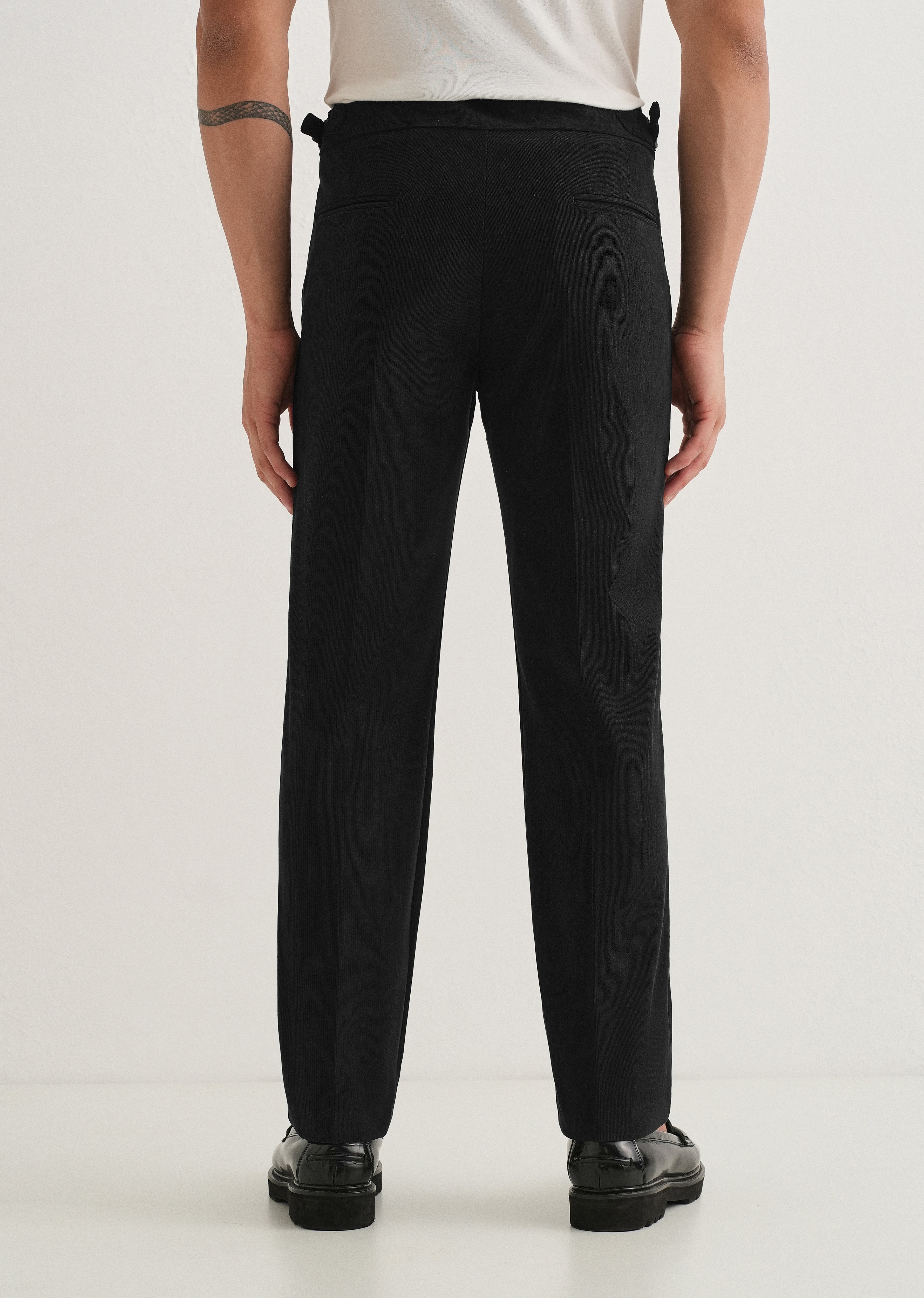 Black Pleated Corduroy Gurkha Pant