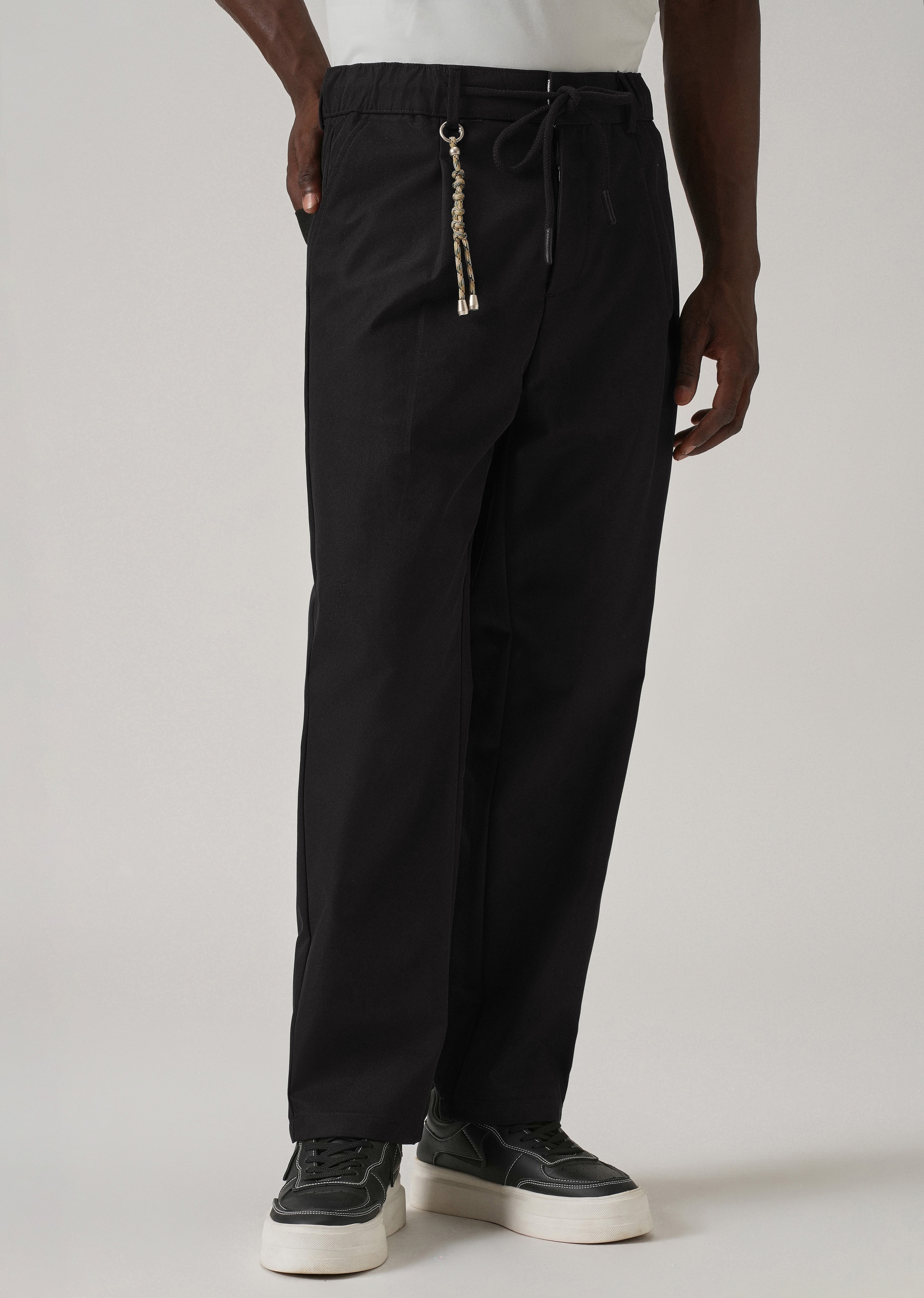 Black Pleated Drawstring Pant