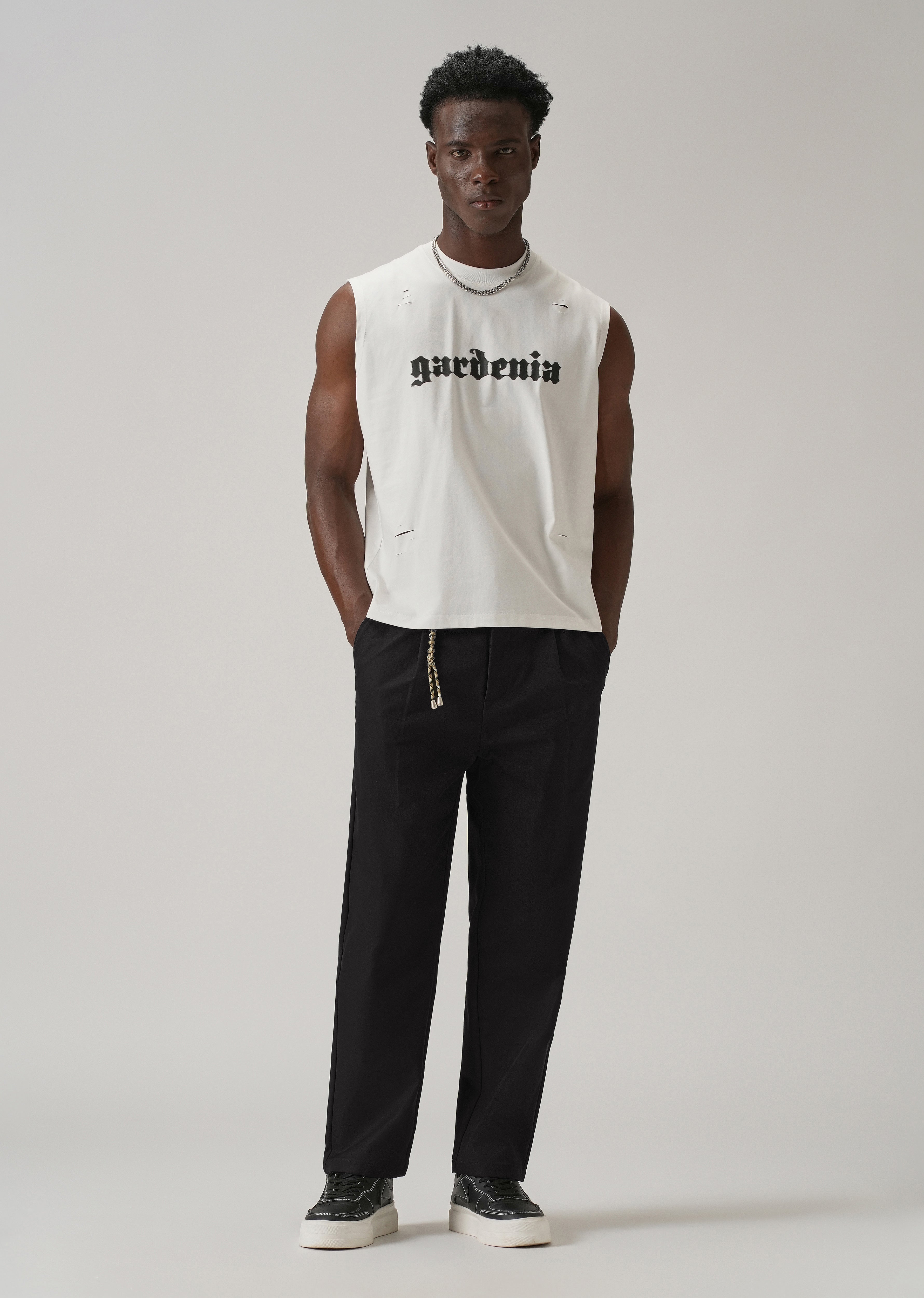 Black Pleated Drawstring Pant