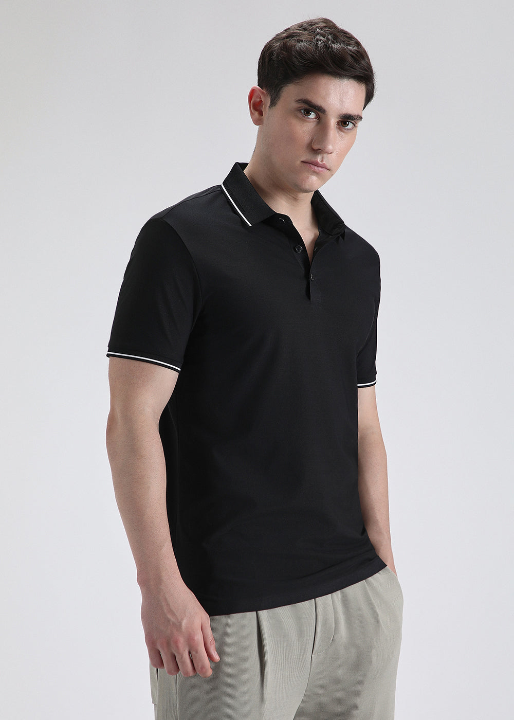 Soft Black Stitchless Polo T-shirt