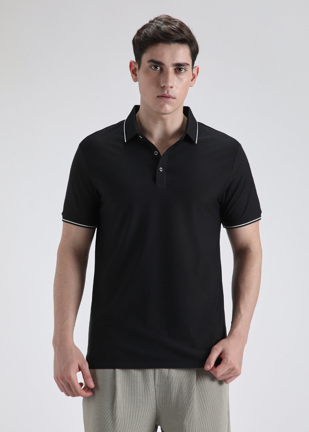 Soft Black Stitchless Polo T-shirt
