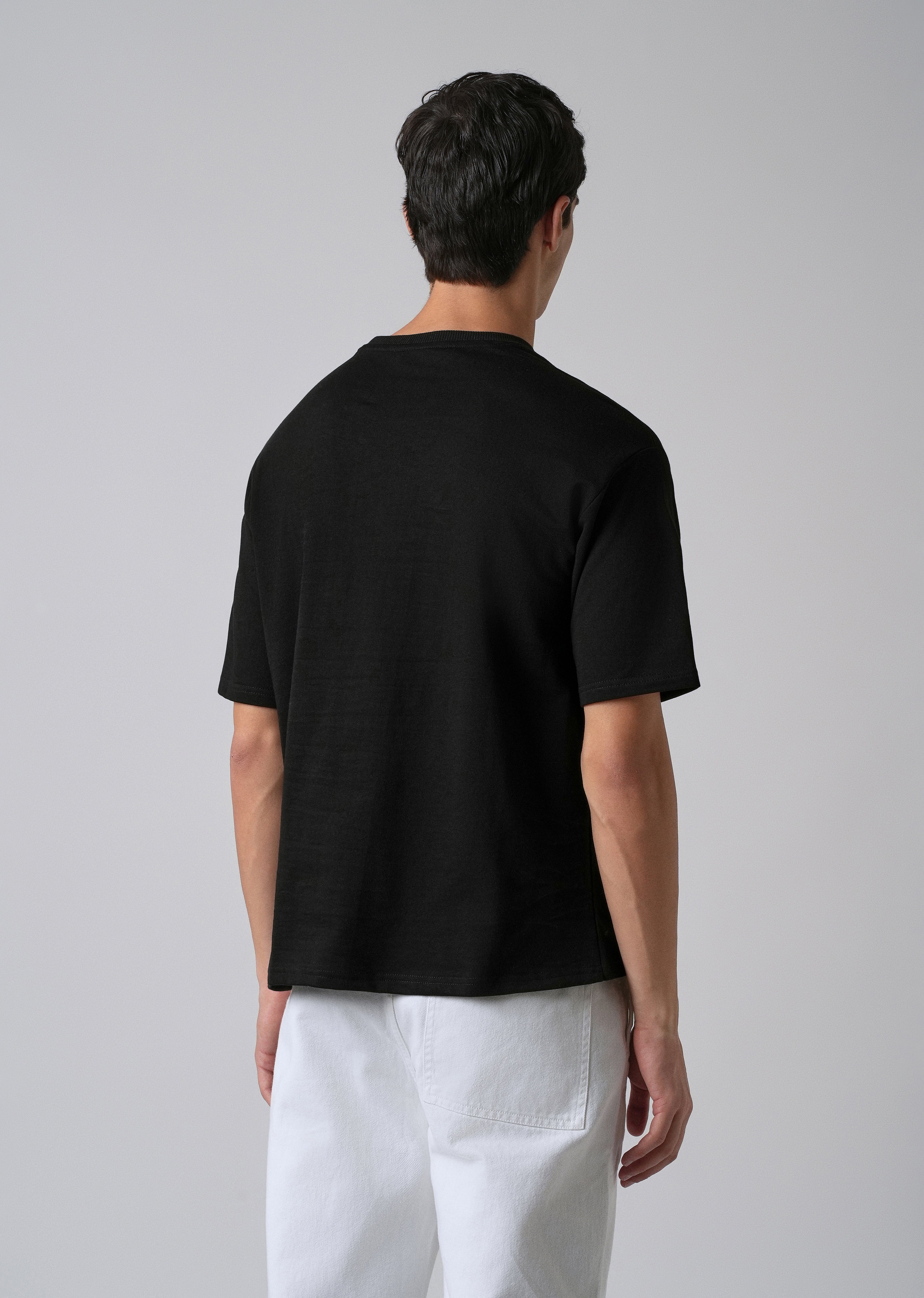 Black Print Relaxed Fit T- shirt