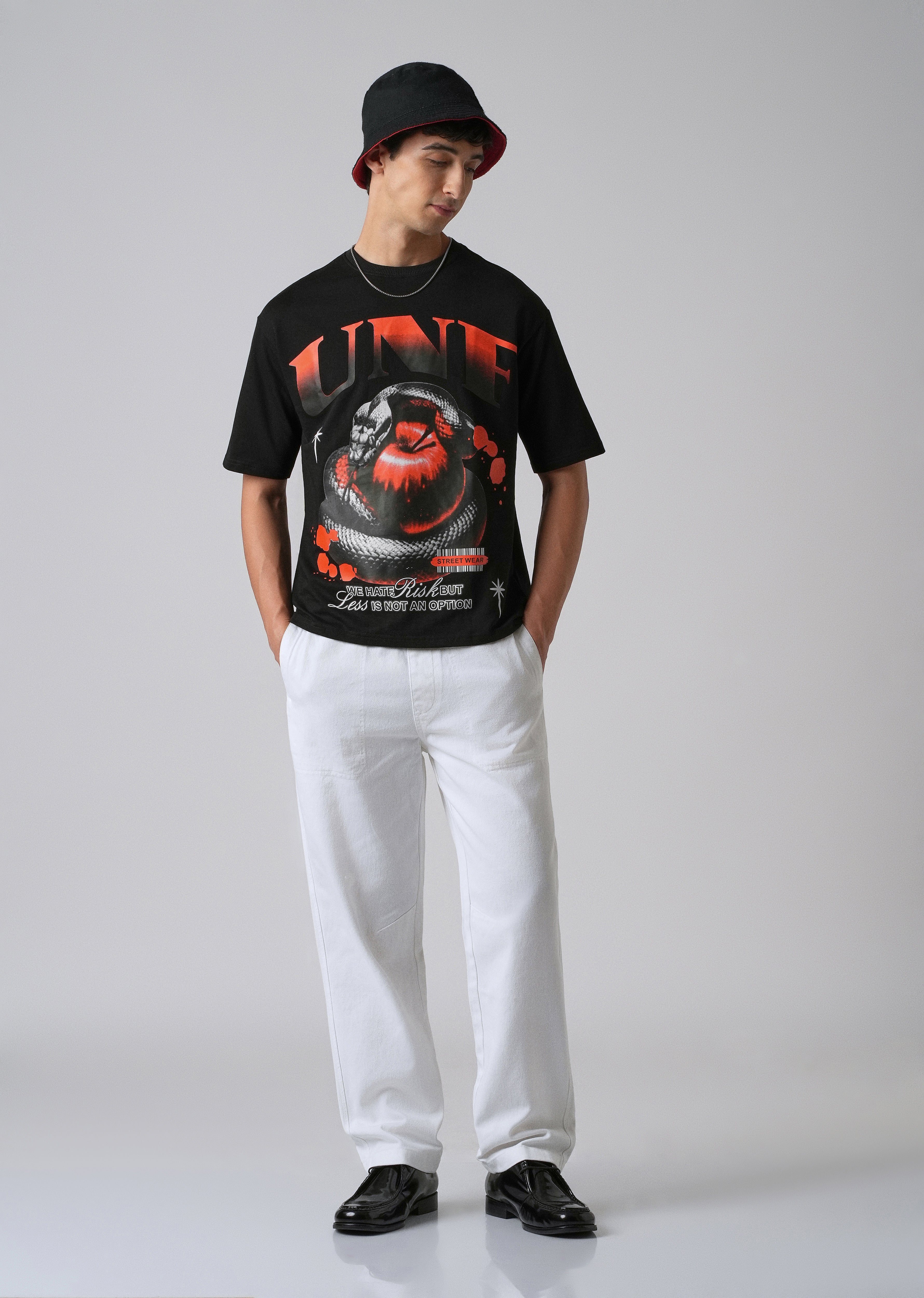 Black Print Relaxed Fit T- shirt