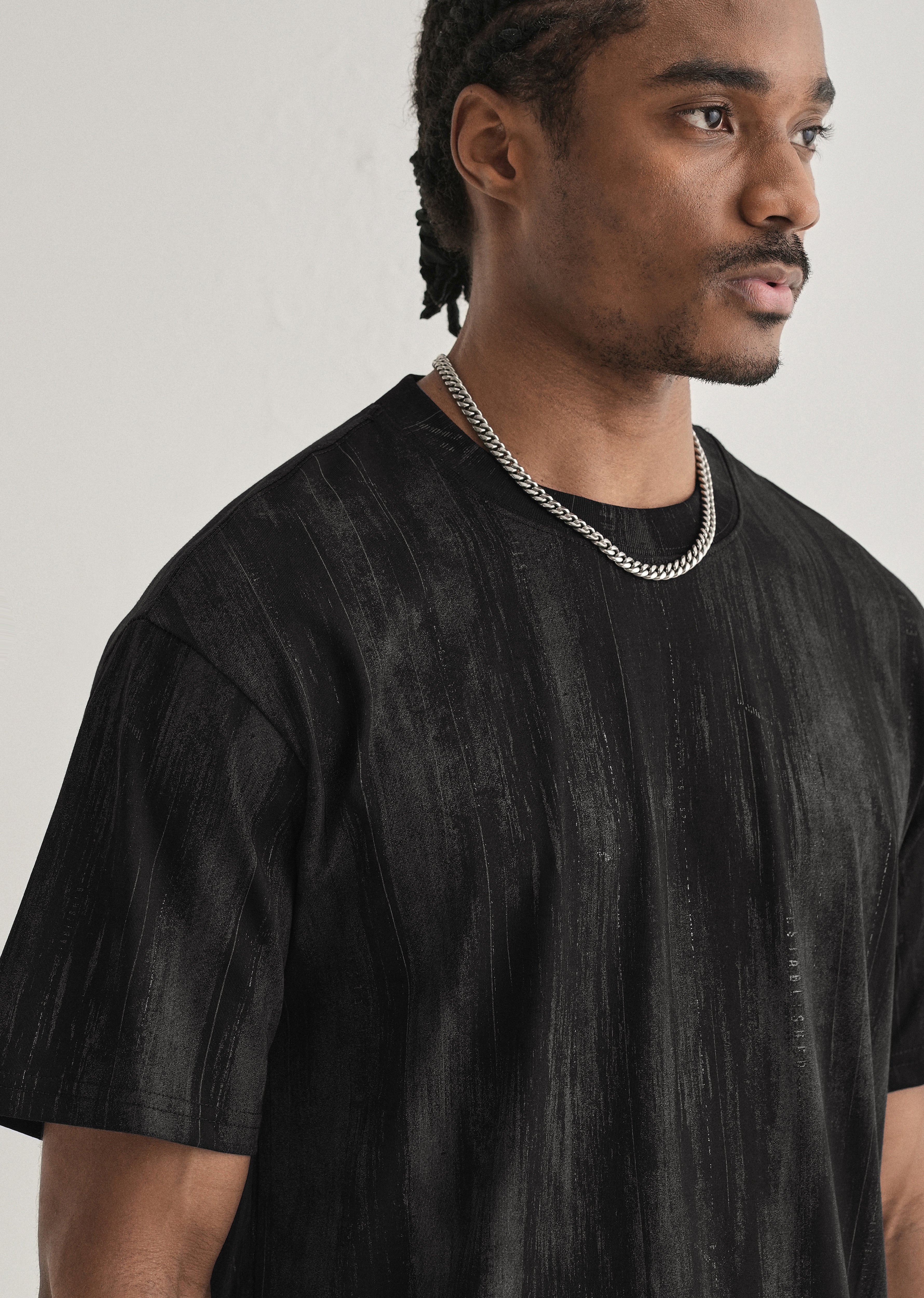 Ink Black Printed Oversized T-shirt
