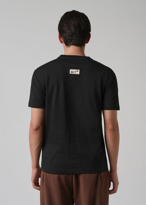 Black Embossed Printed Slim Fit T-shirt