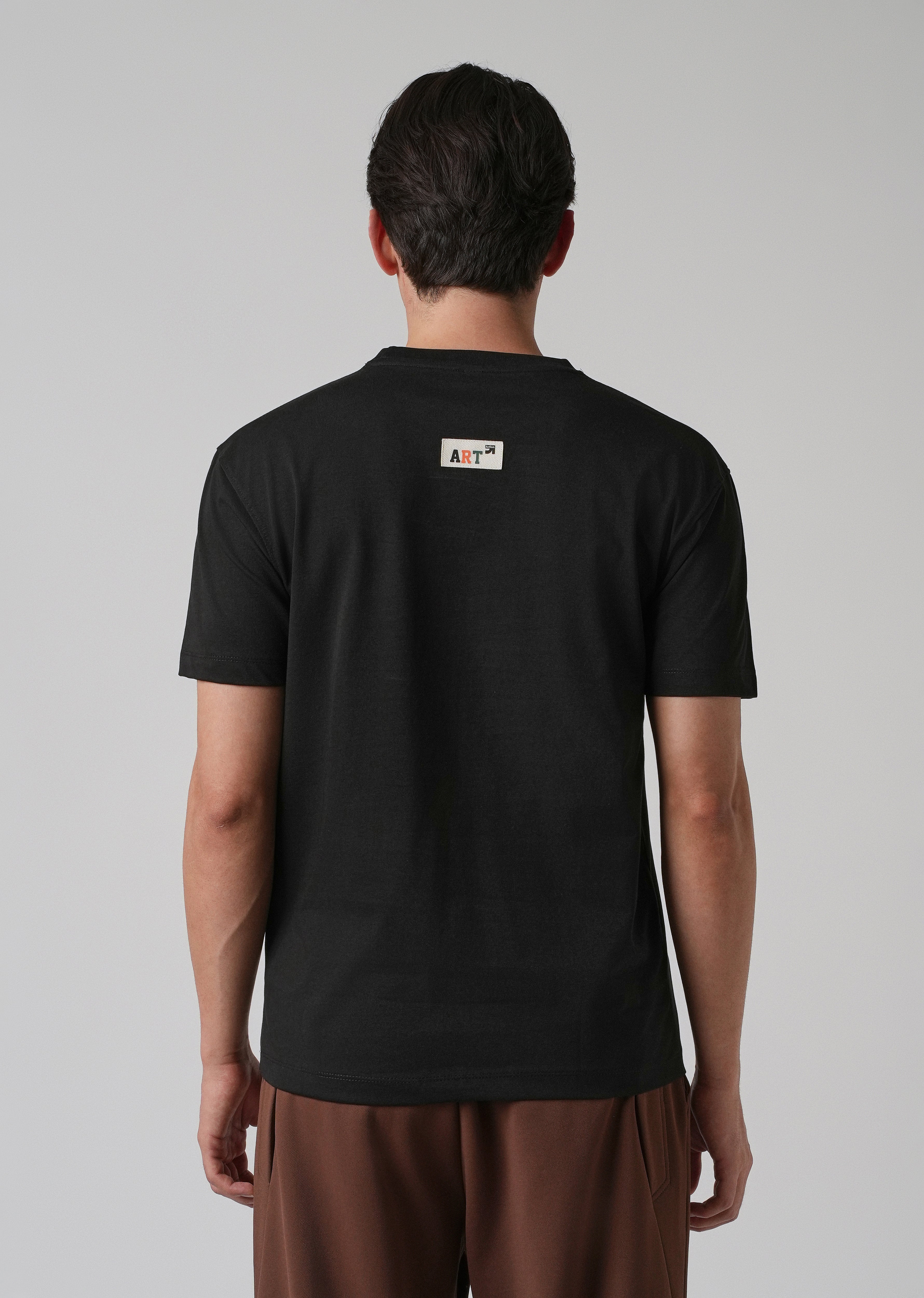 Black Embossed Printed Slim Fit T-shirt