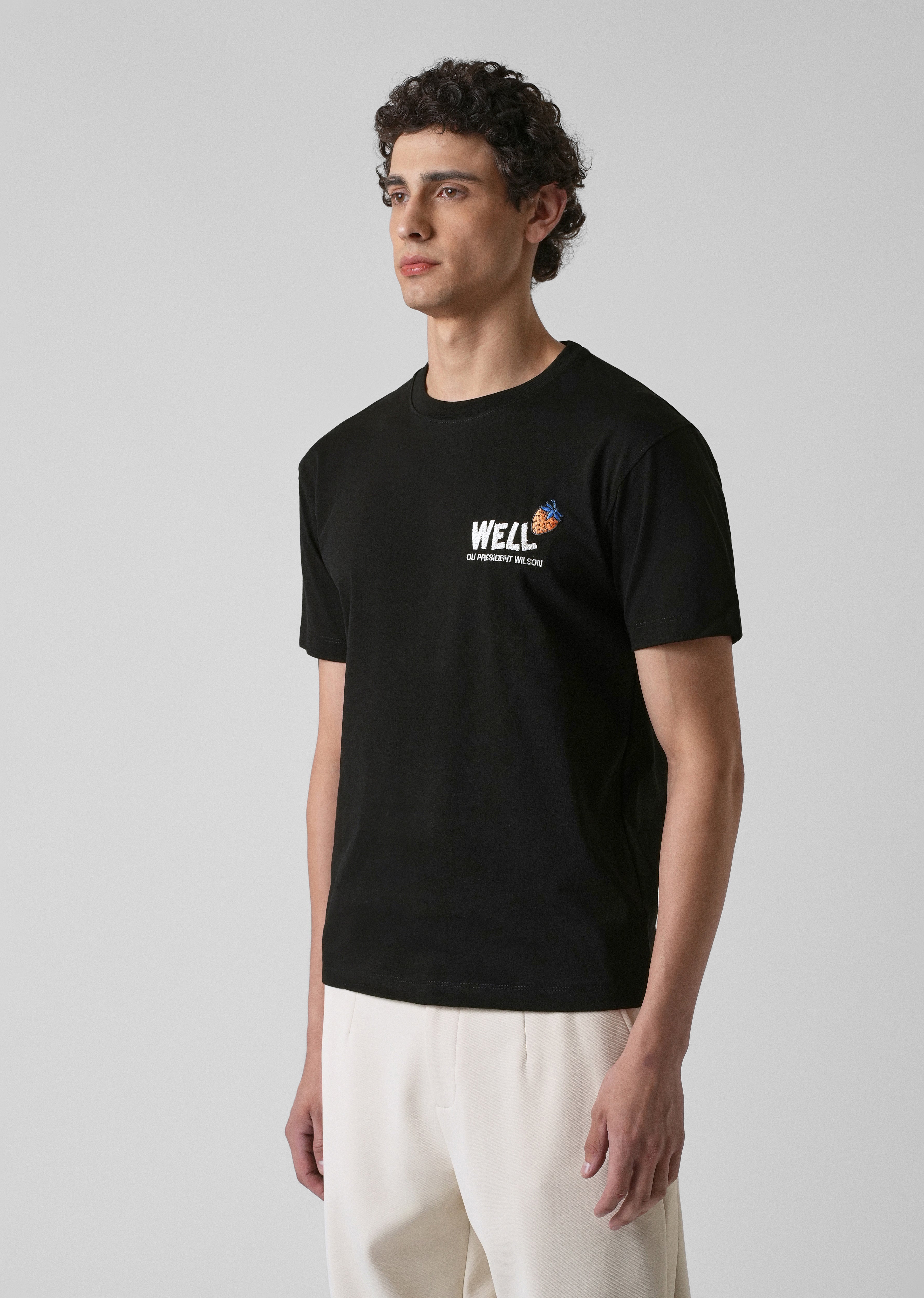 Black Printed Slim Fit T-shirt