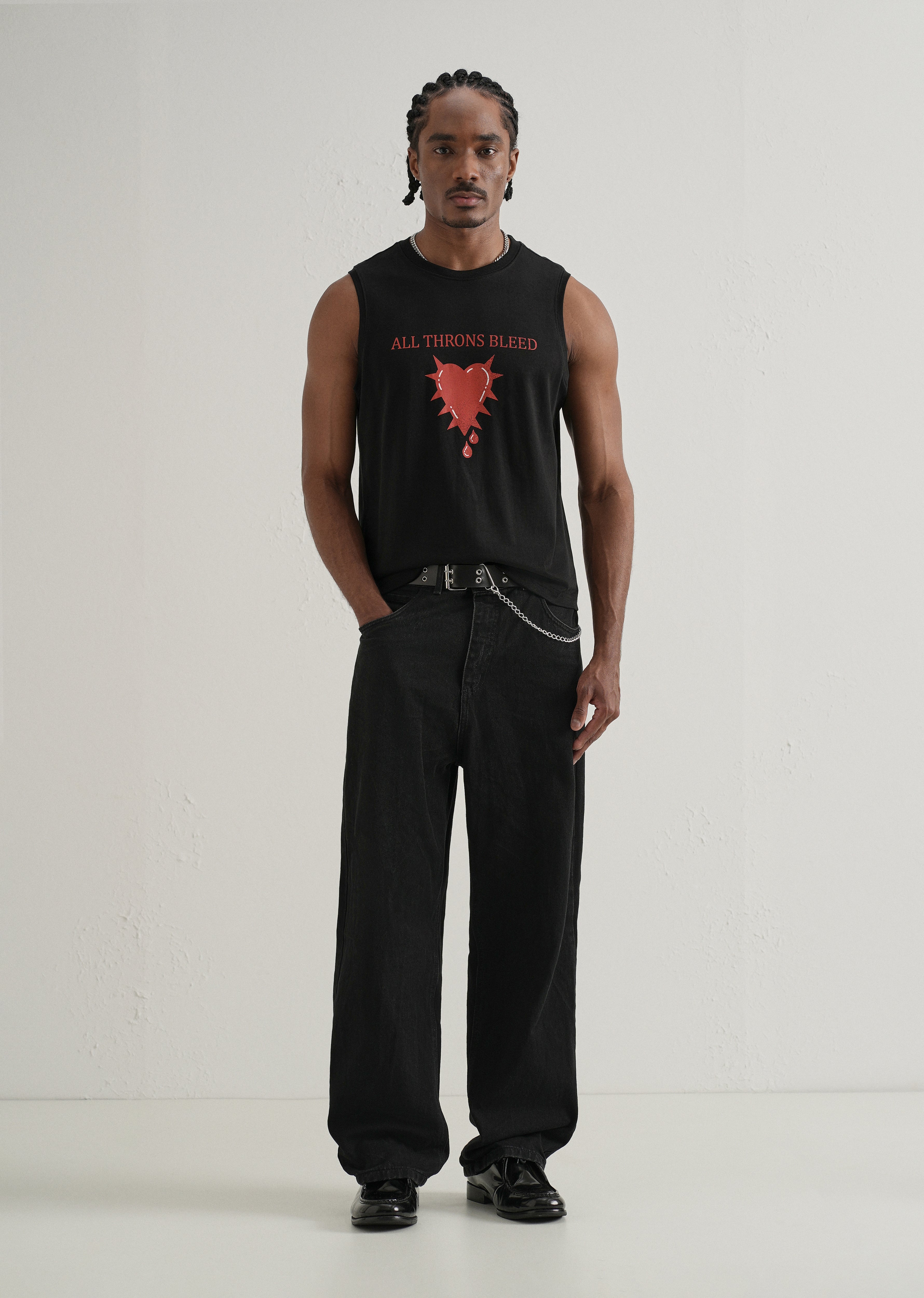 Midnight Black Printed Tank