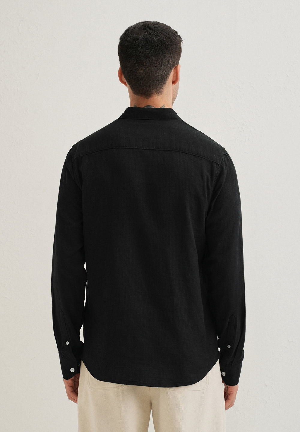 Black Pure Cotton Stitchless Placket Shirt