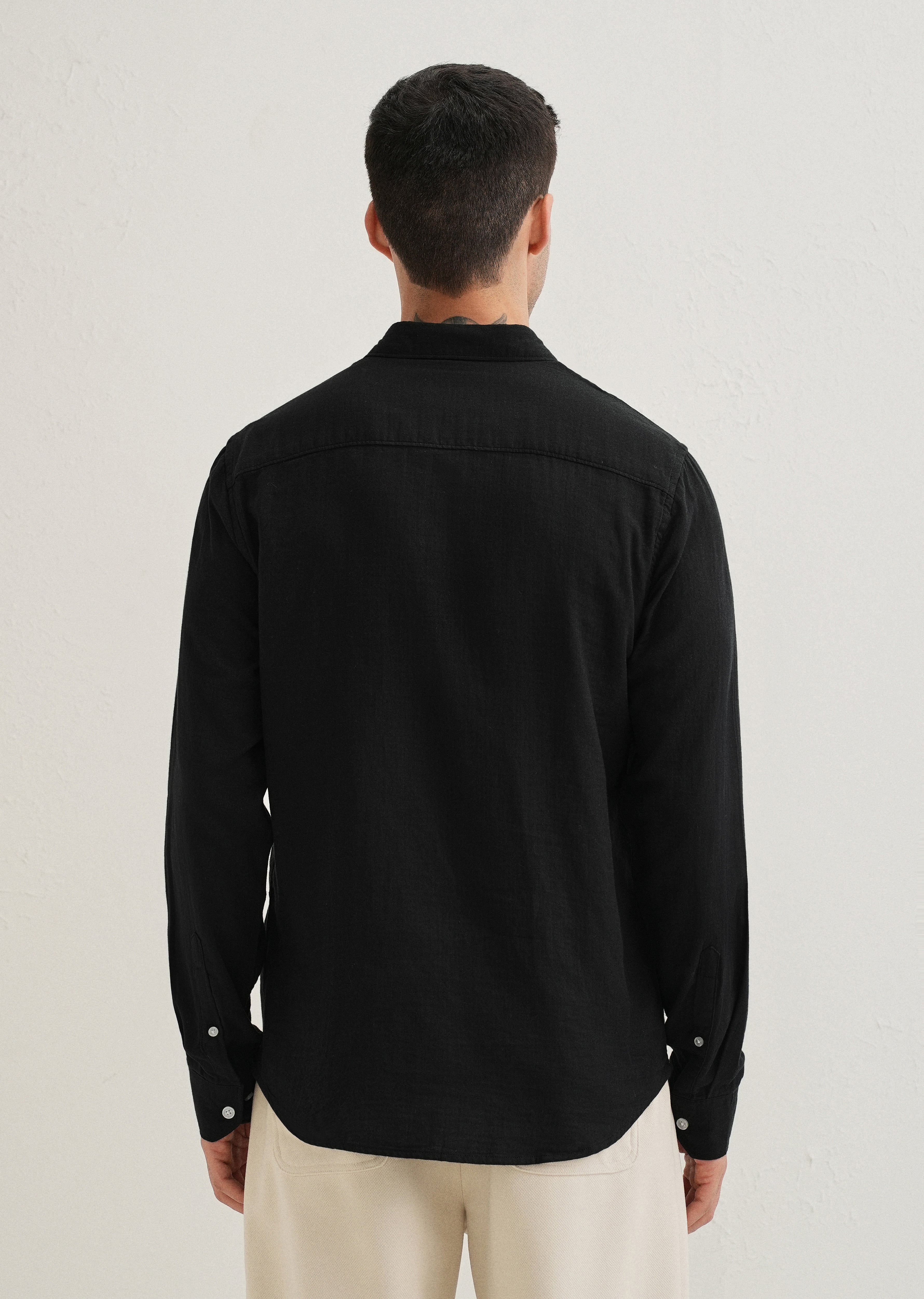 Black Double Cloth Cotton Shirt