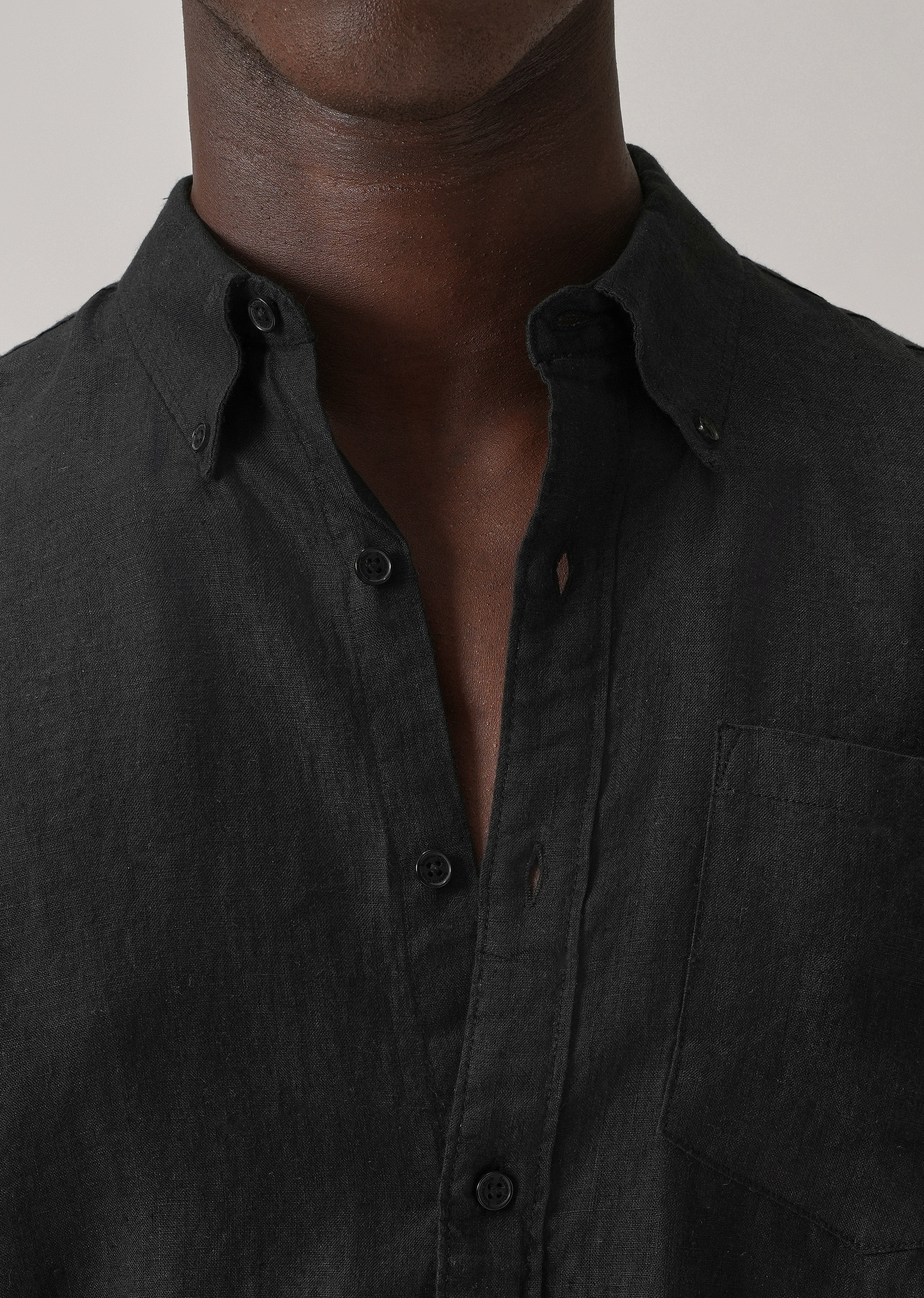 100% Pure Black Linen Shirt