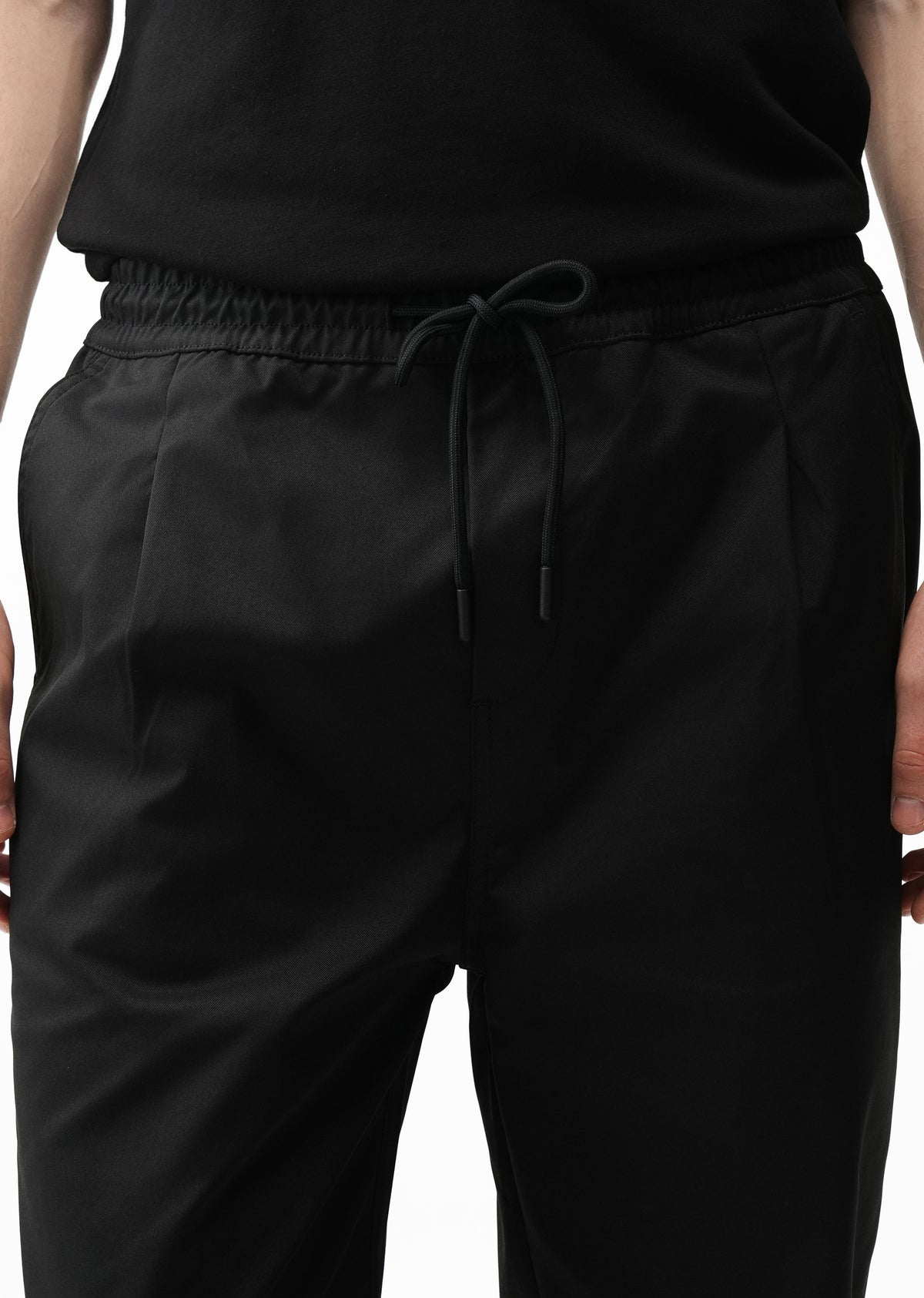 Black Relaxed Drawstring Trousers