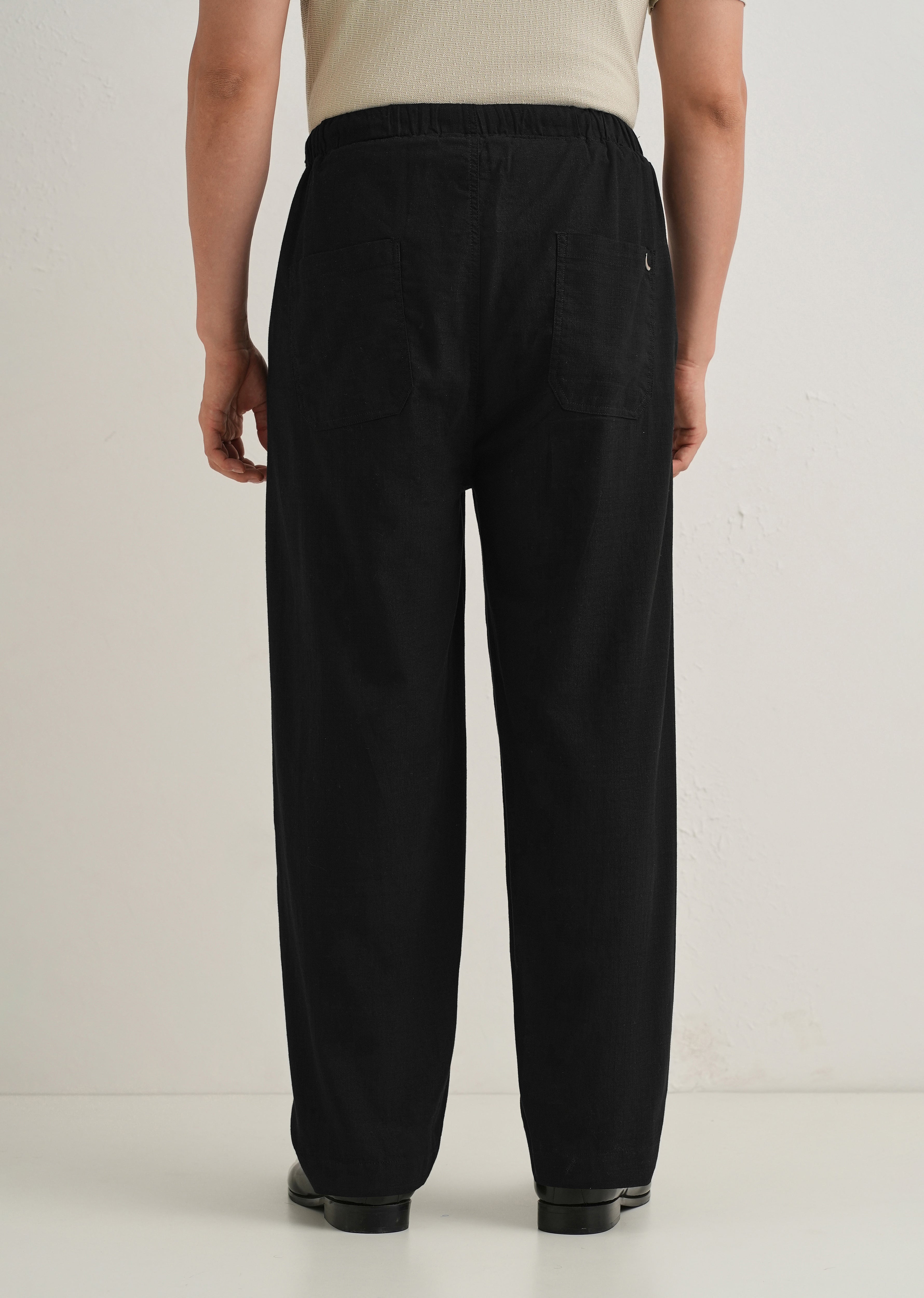 Black Relaxed Fit Cotton Trouser
