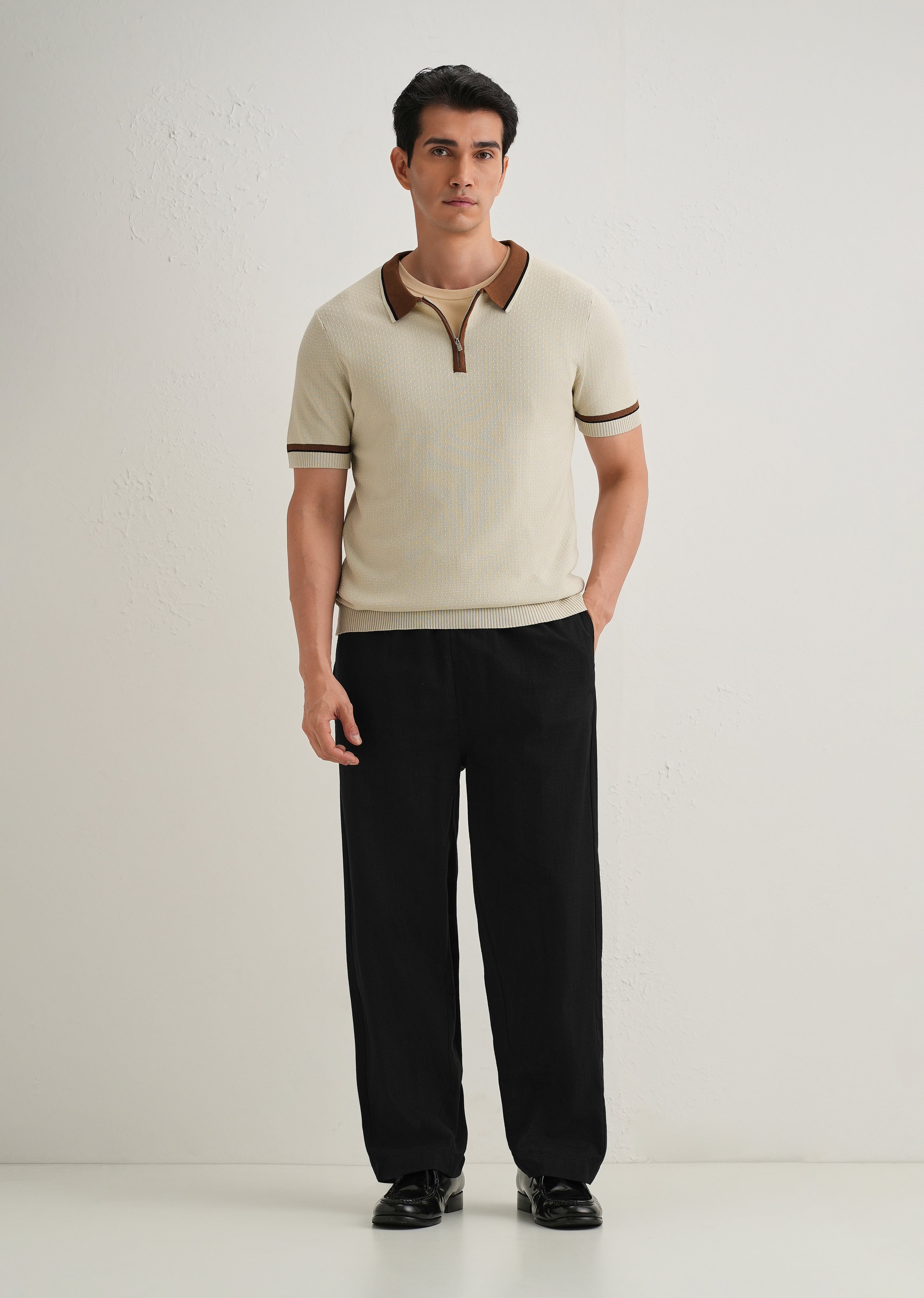 Black Relaxed Fit Cotton Trouser
