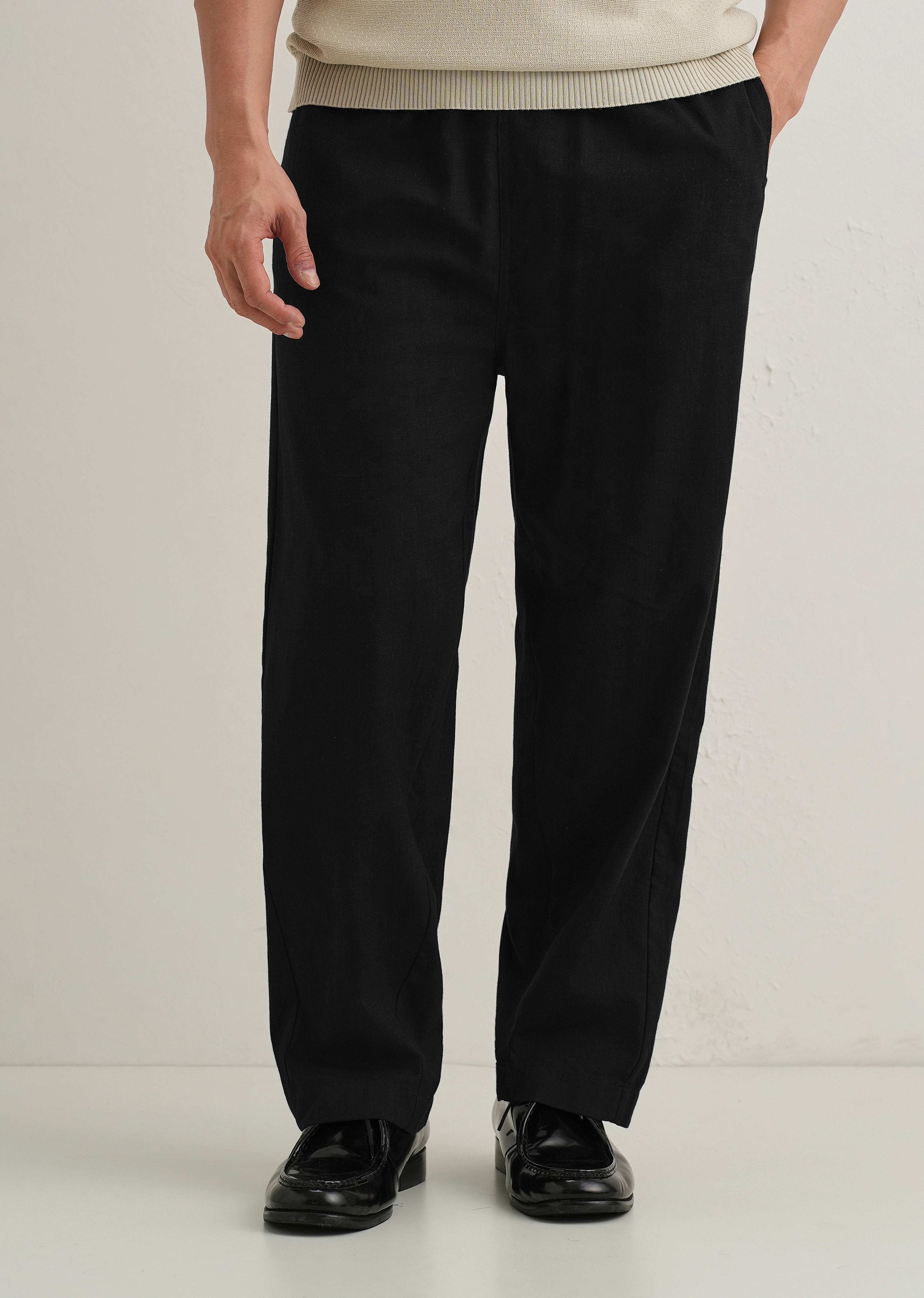 Black Relaxed Fit Cotton Trouser