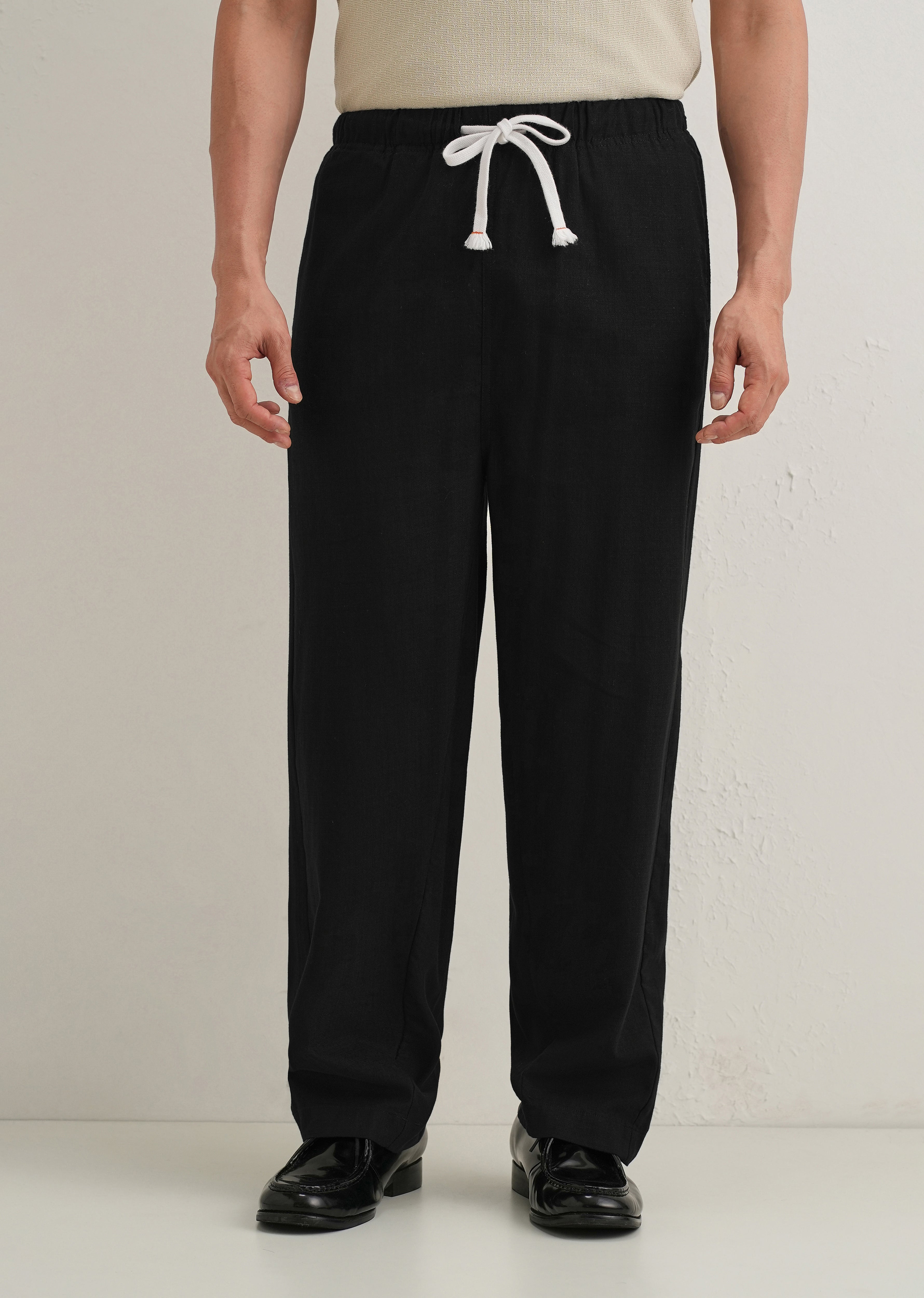 Black Relaxed Fit Cotton Trouser