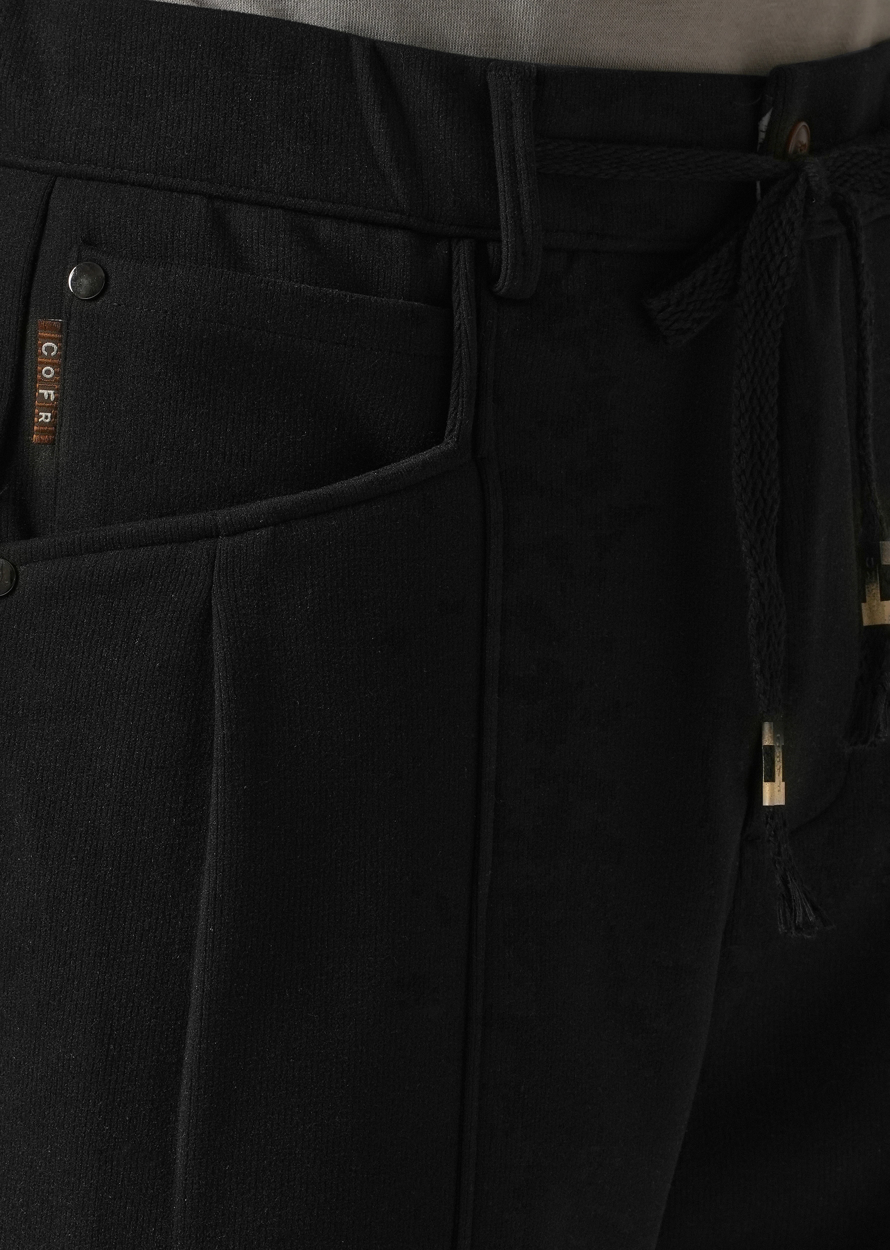 Black Corduroy Relaxed Fit Drawstring Pant