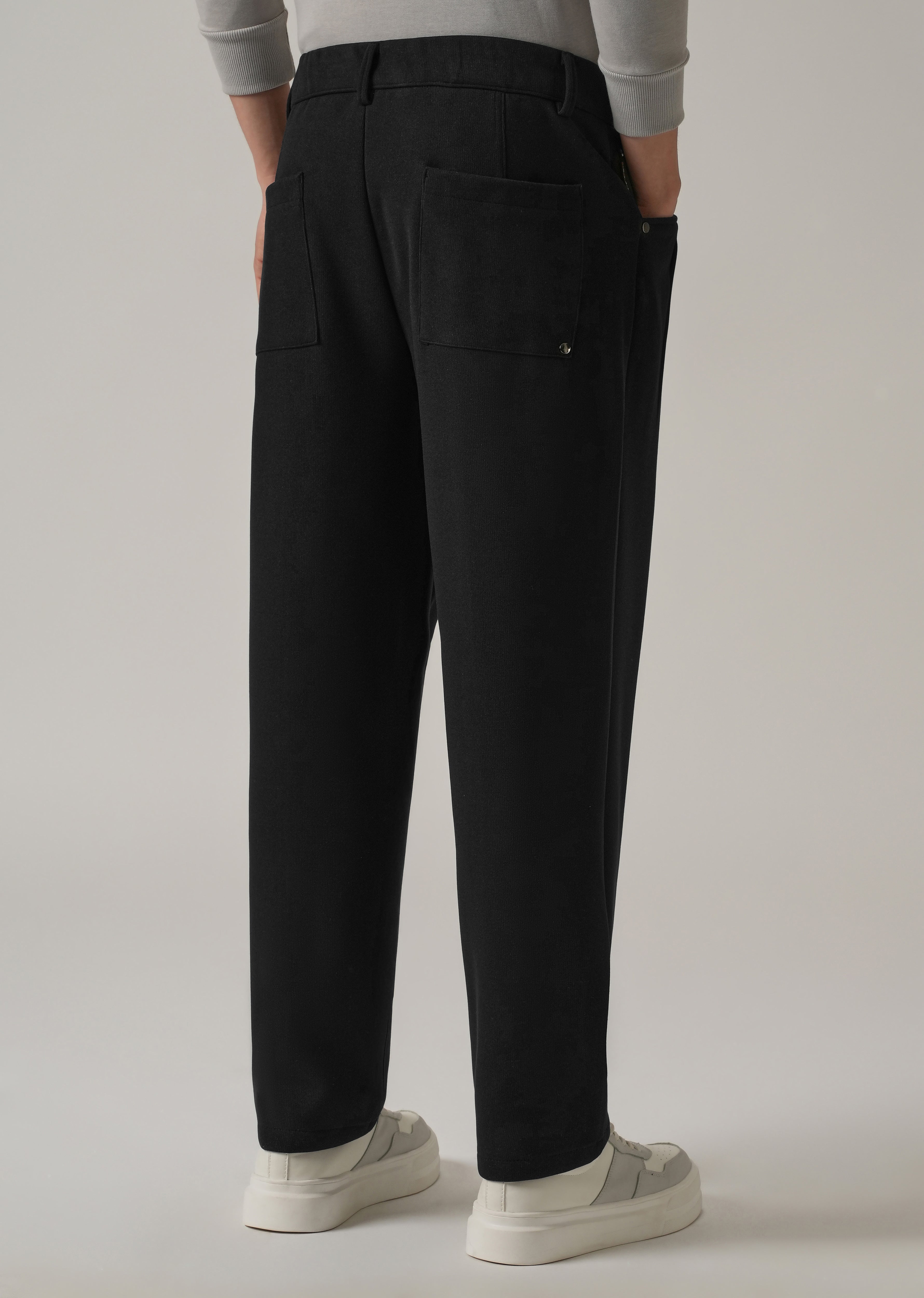 Black Corduroy Relaxed Fit Drawstring Pant