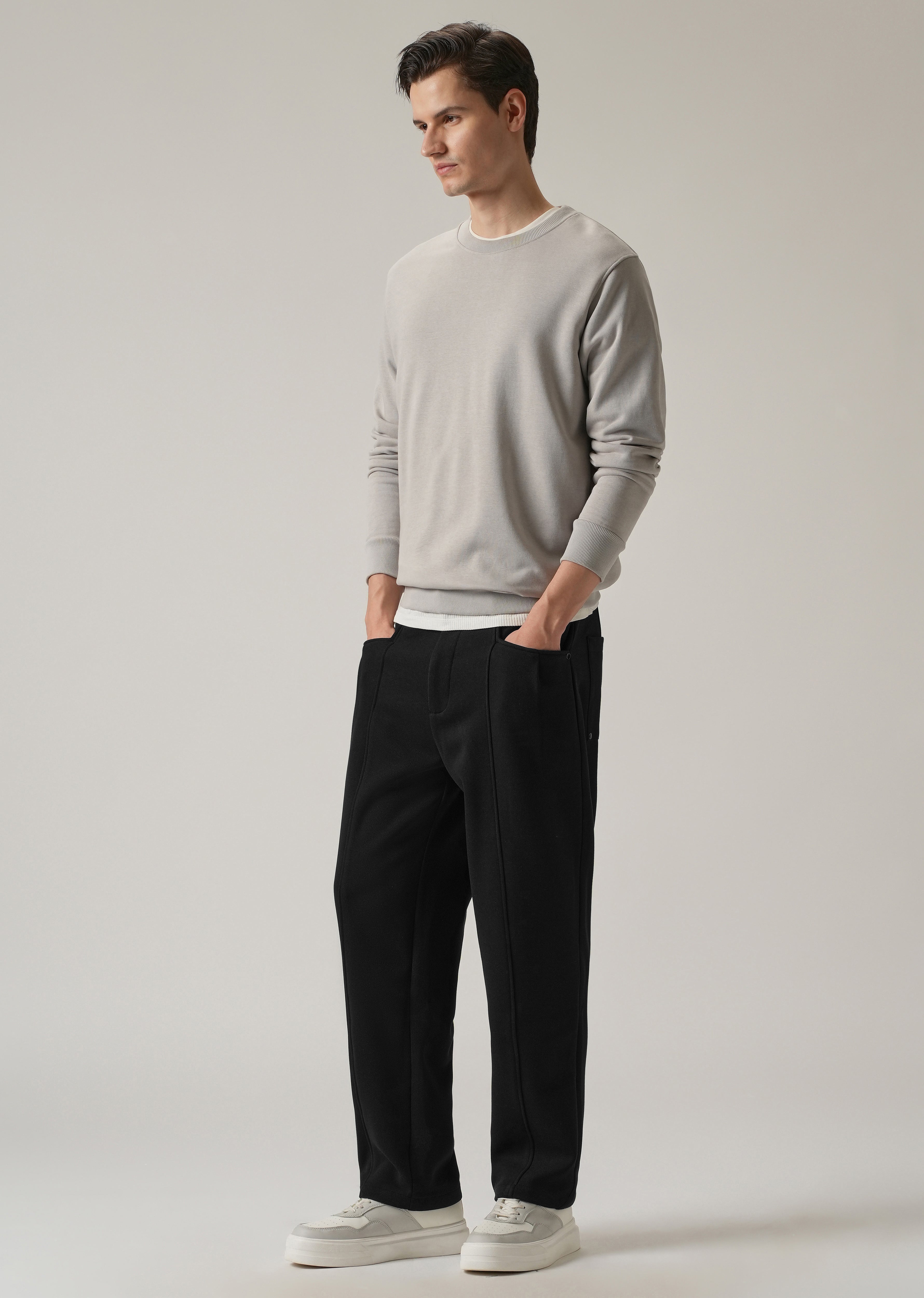 Black Corduroy Relaxed Fit Drawstring Pant