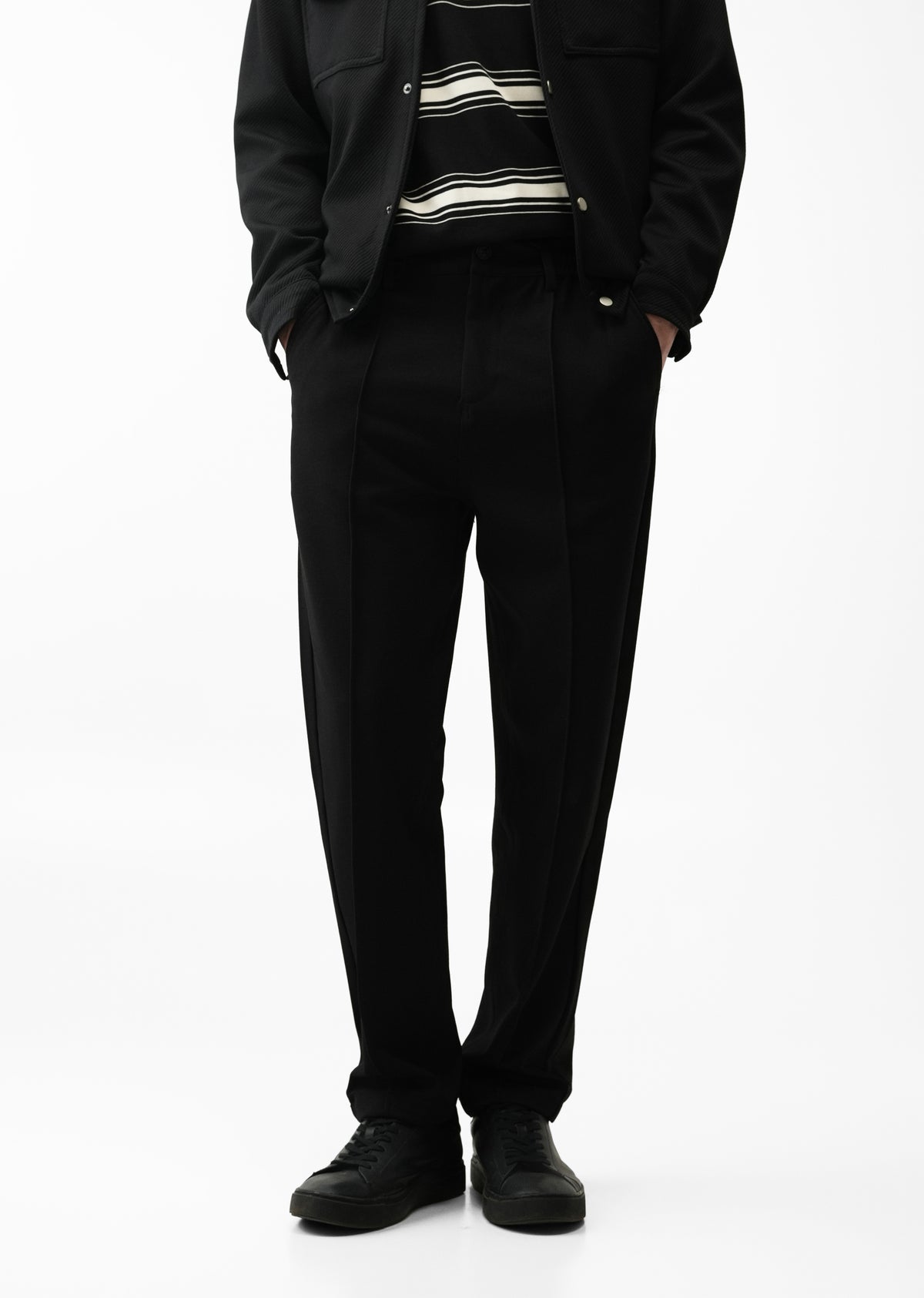 Black Relaxed Fit Drawstring Trouser