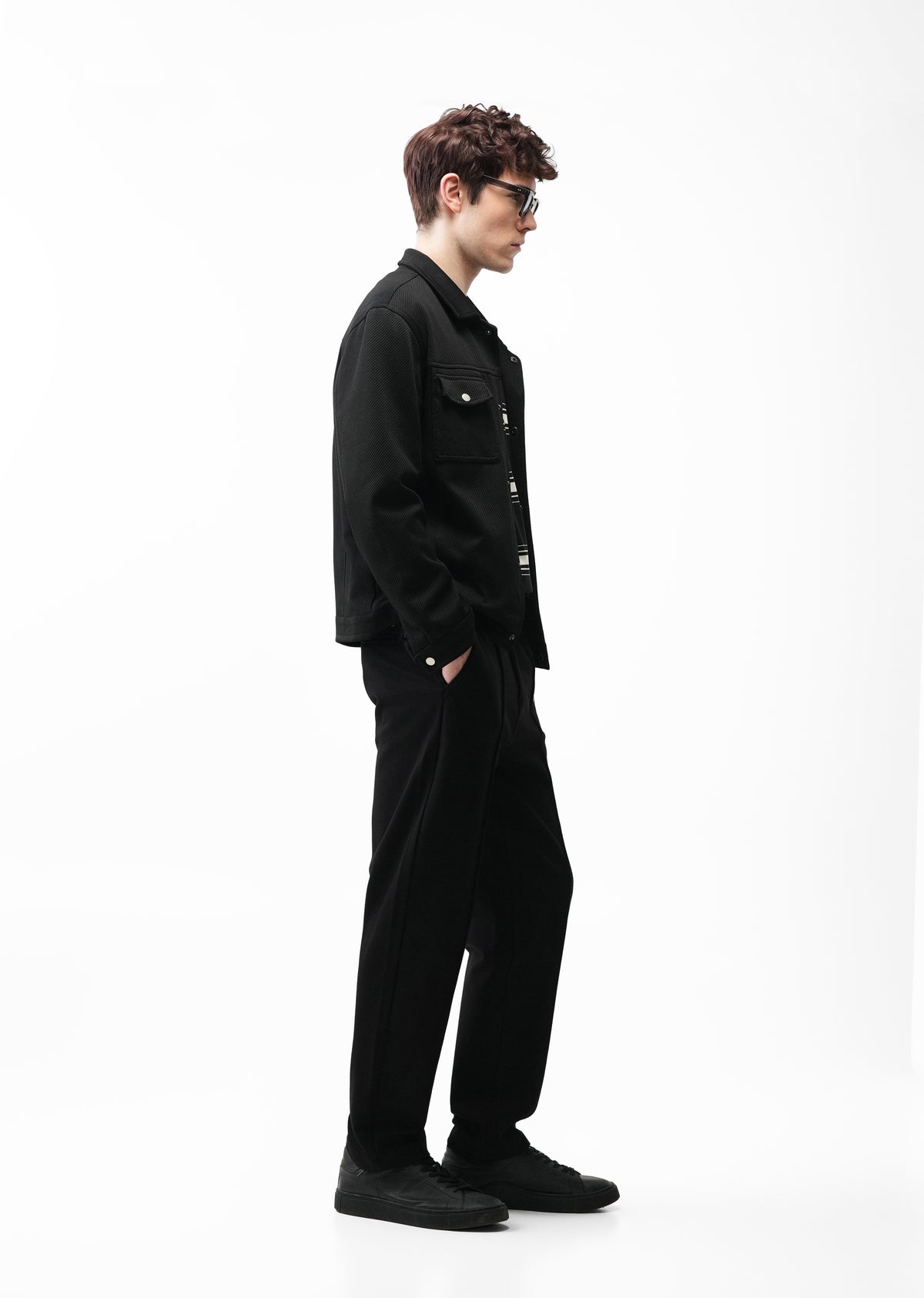 Black Relaxed Fit Drawstring Trouser