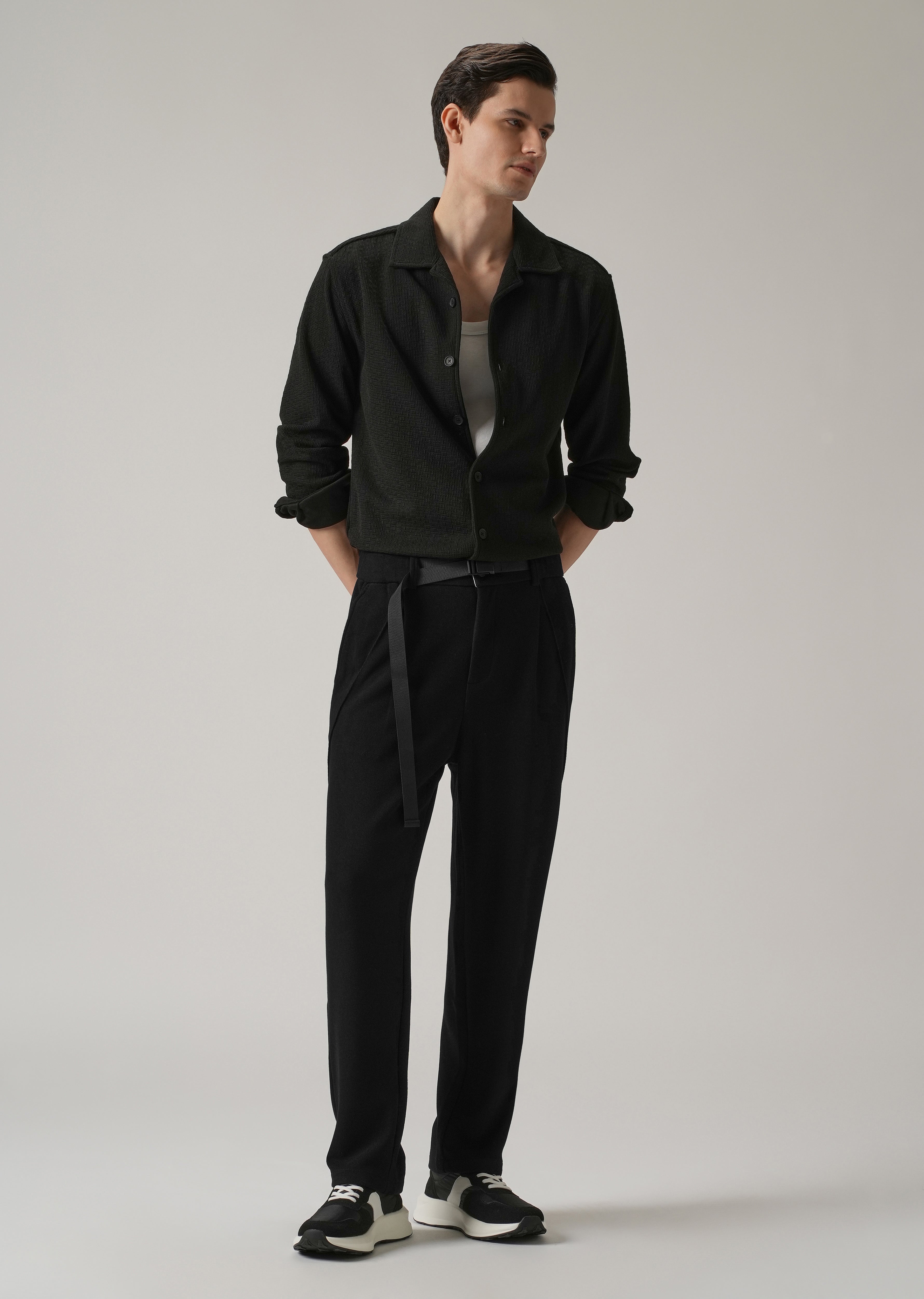Black Corduroy Relaxed Fit Pant