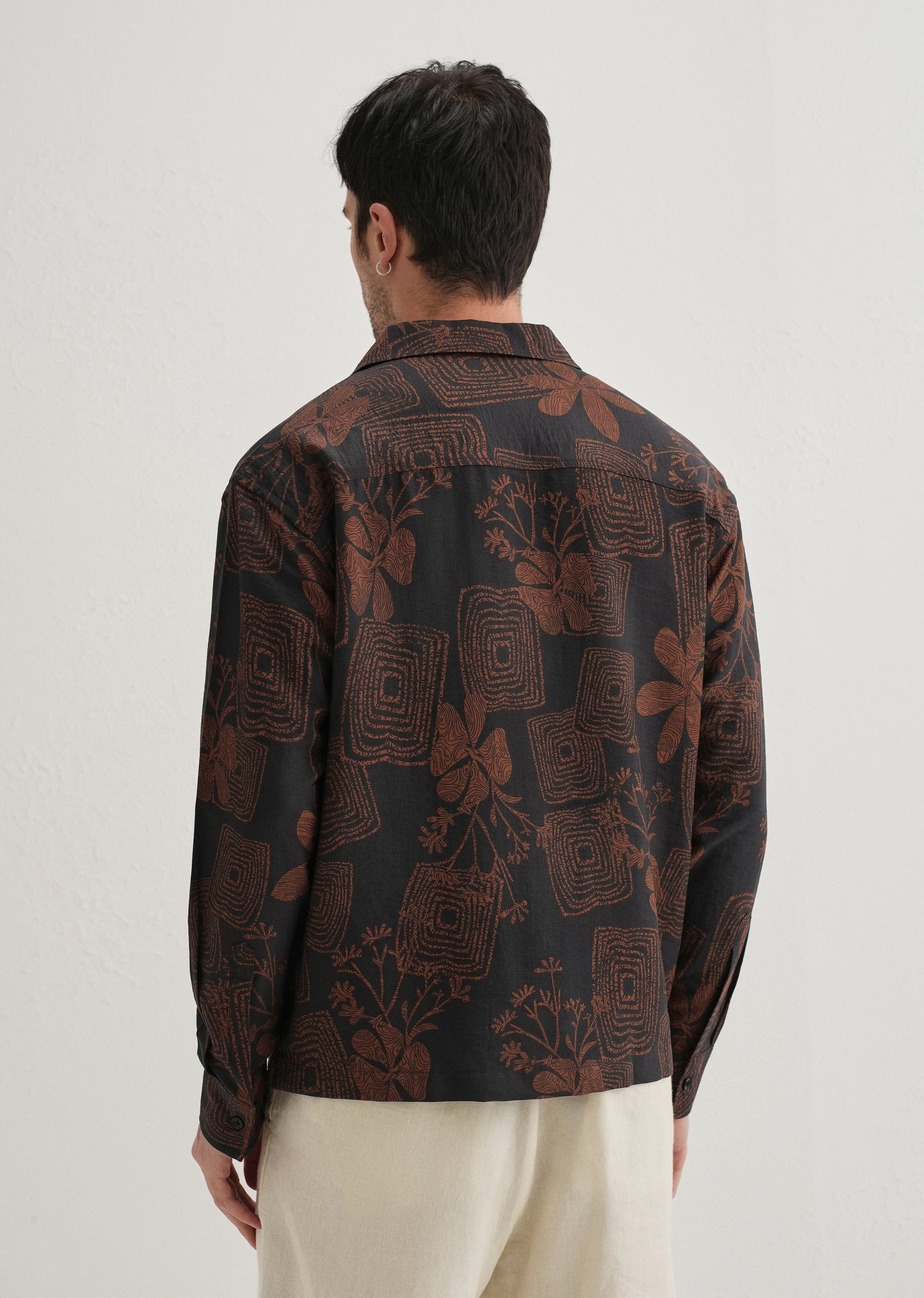 Black Rustic Square Motif Printed Shirt