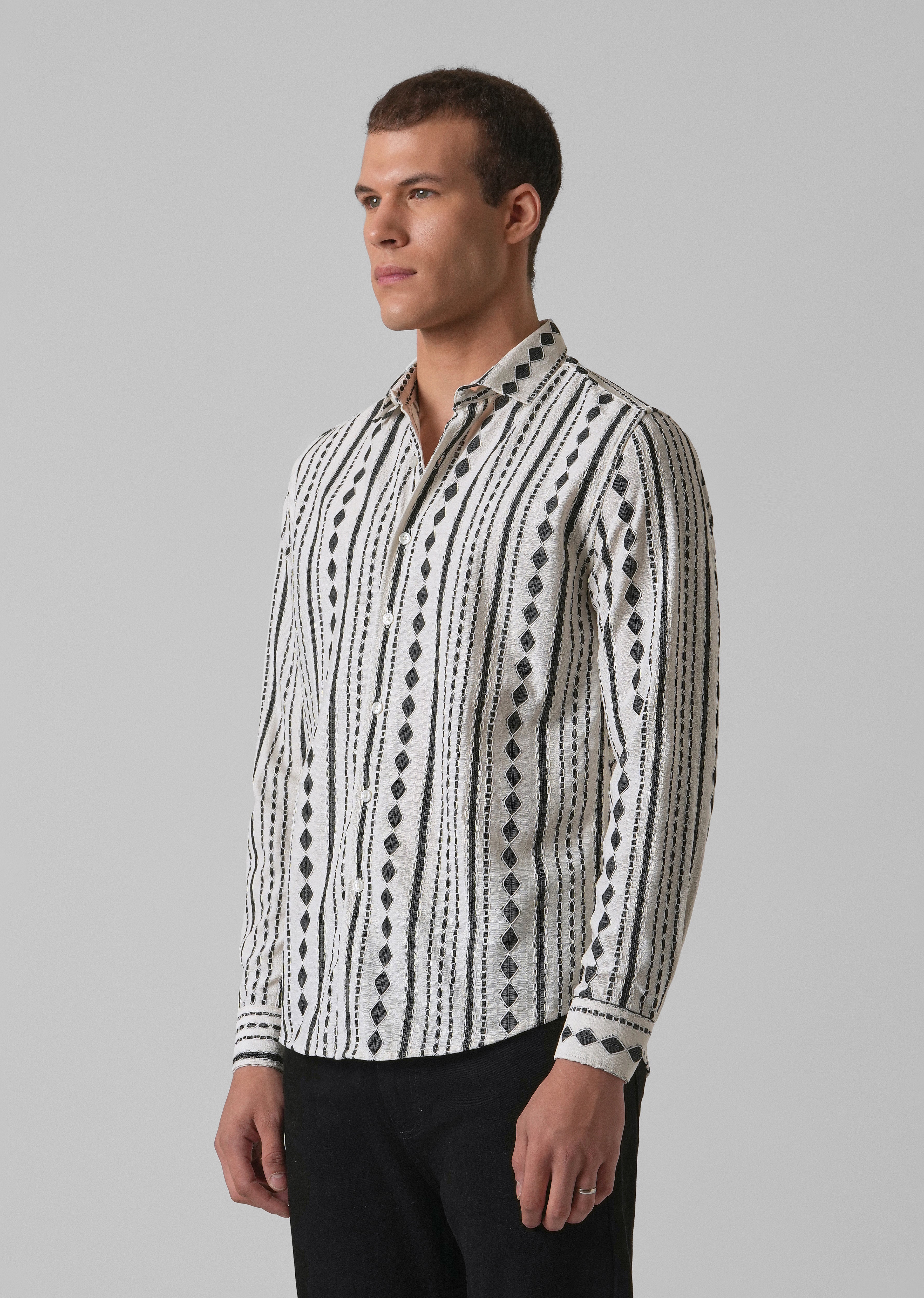 Sable Black Self Pattern Shirt