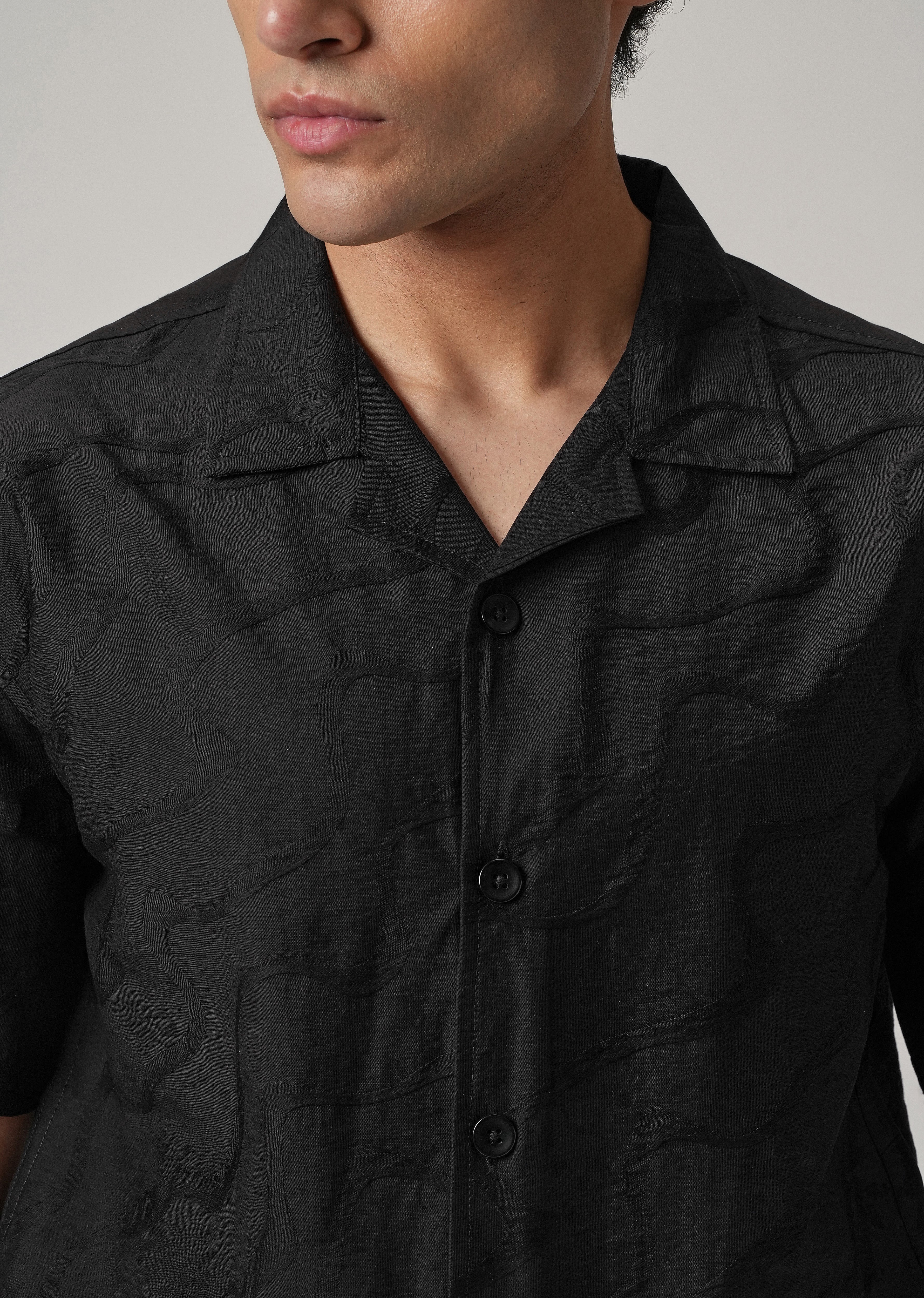 Black Self Pattern Shirt