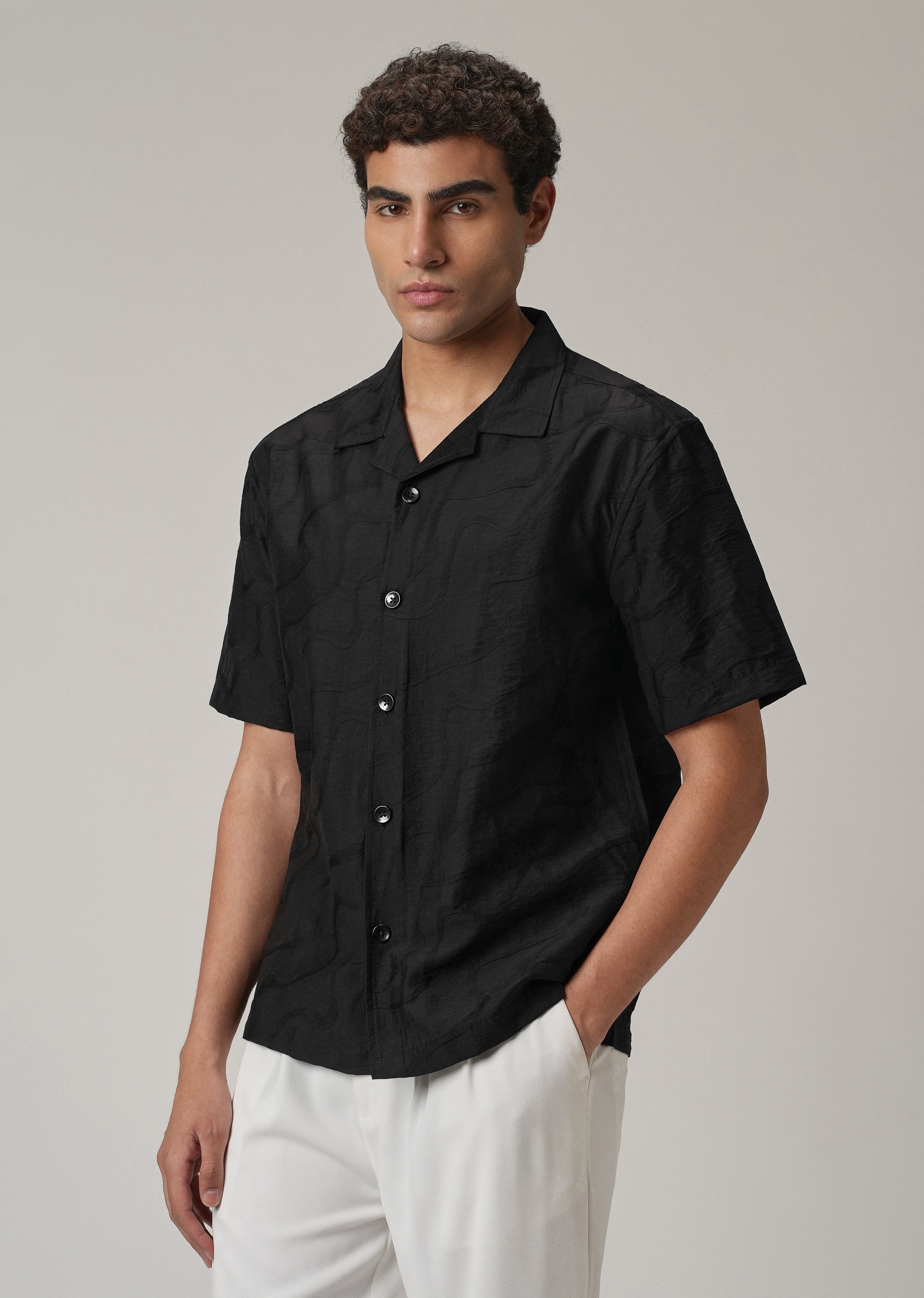 Black Self Pattern Shirt