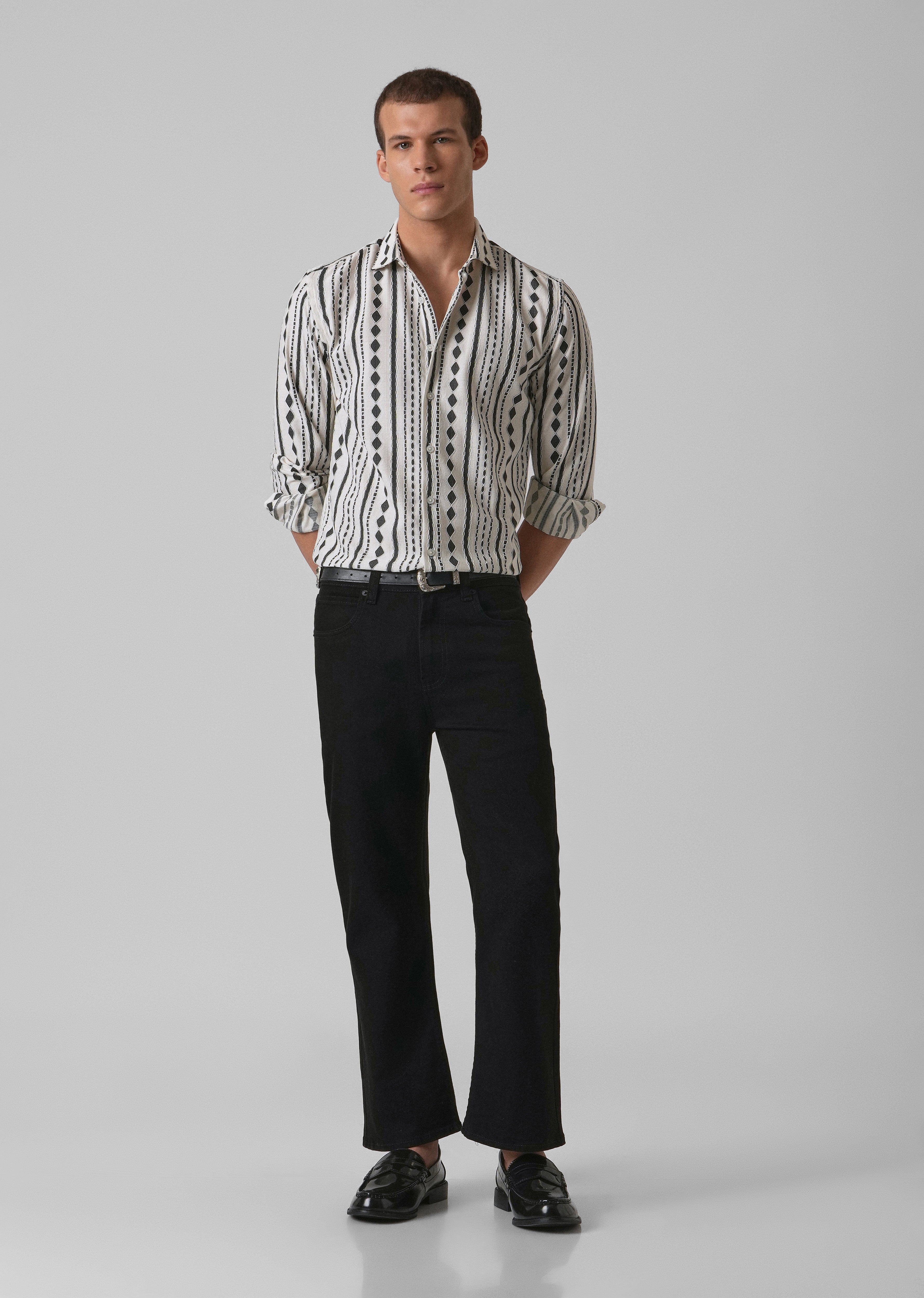 Sable Black Self Pattern Shirt