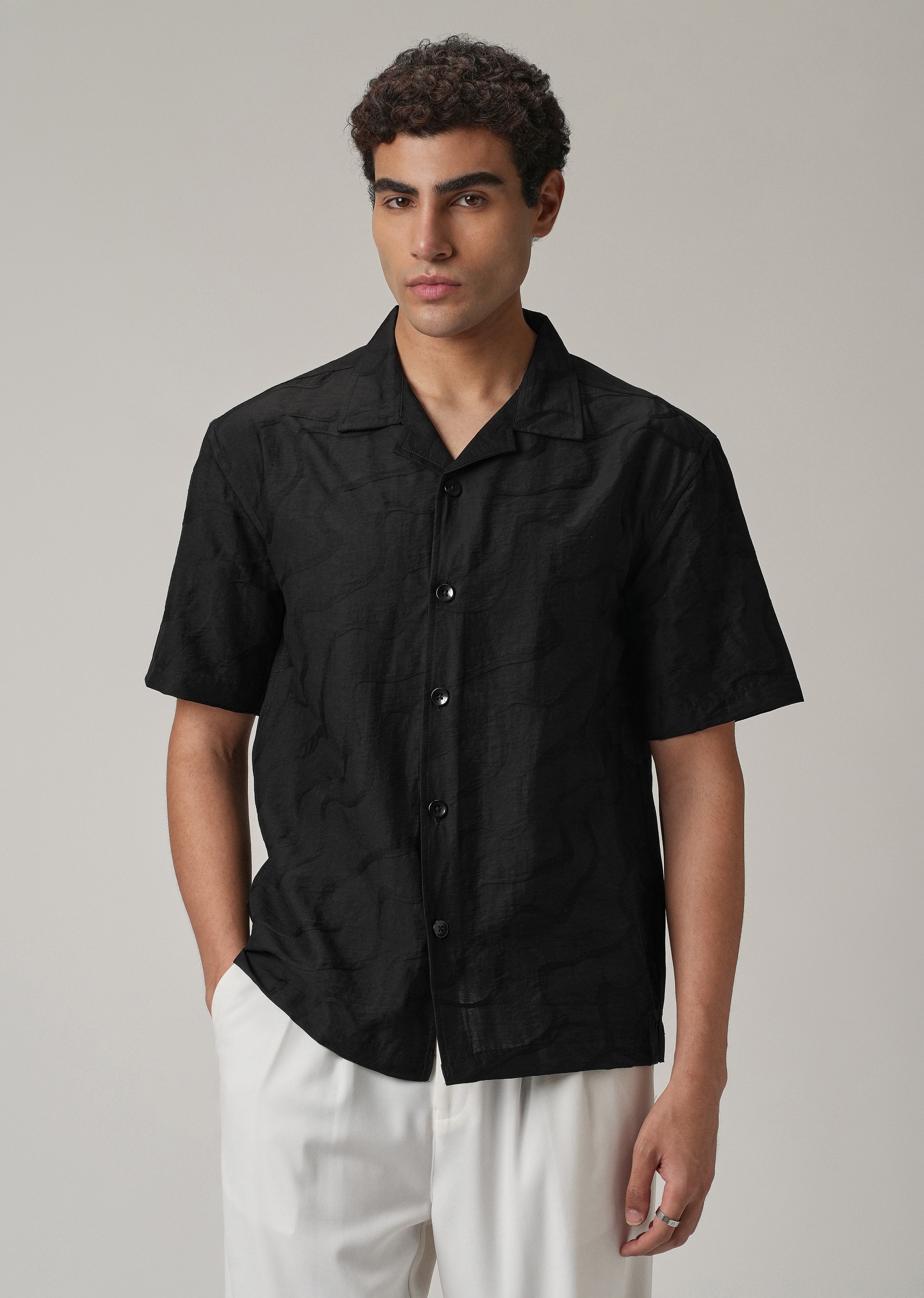 Black Self Pattern Shirt
