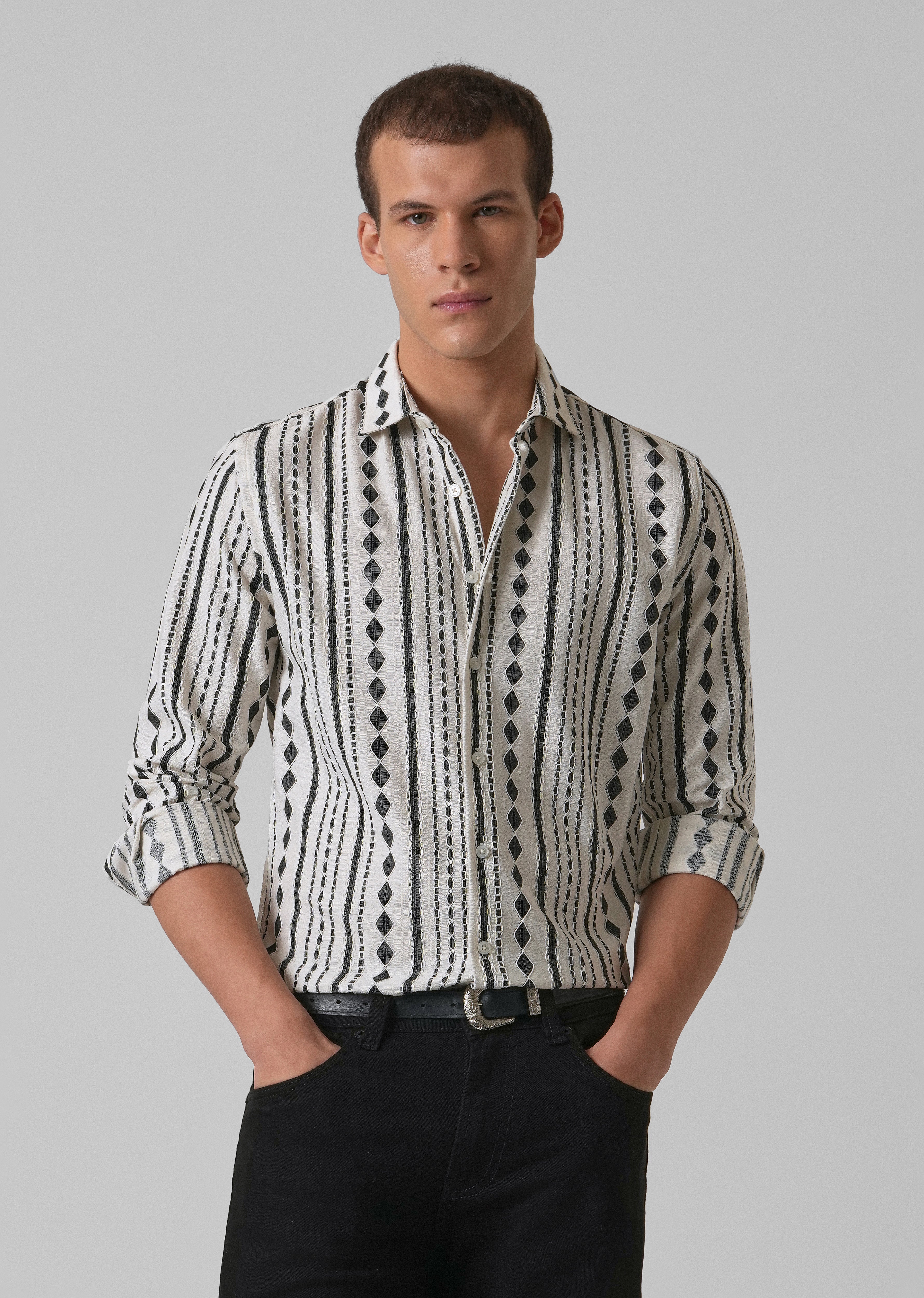 Sable Black Self Pattern Shirt