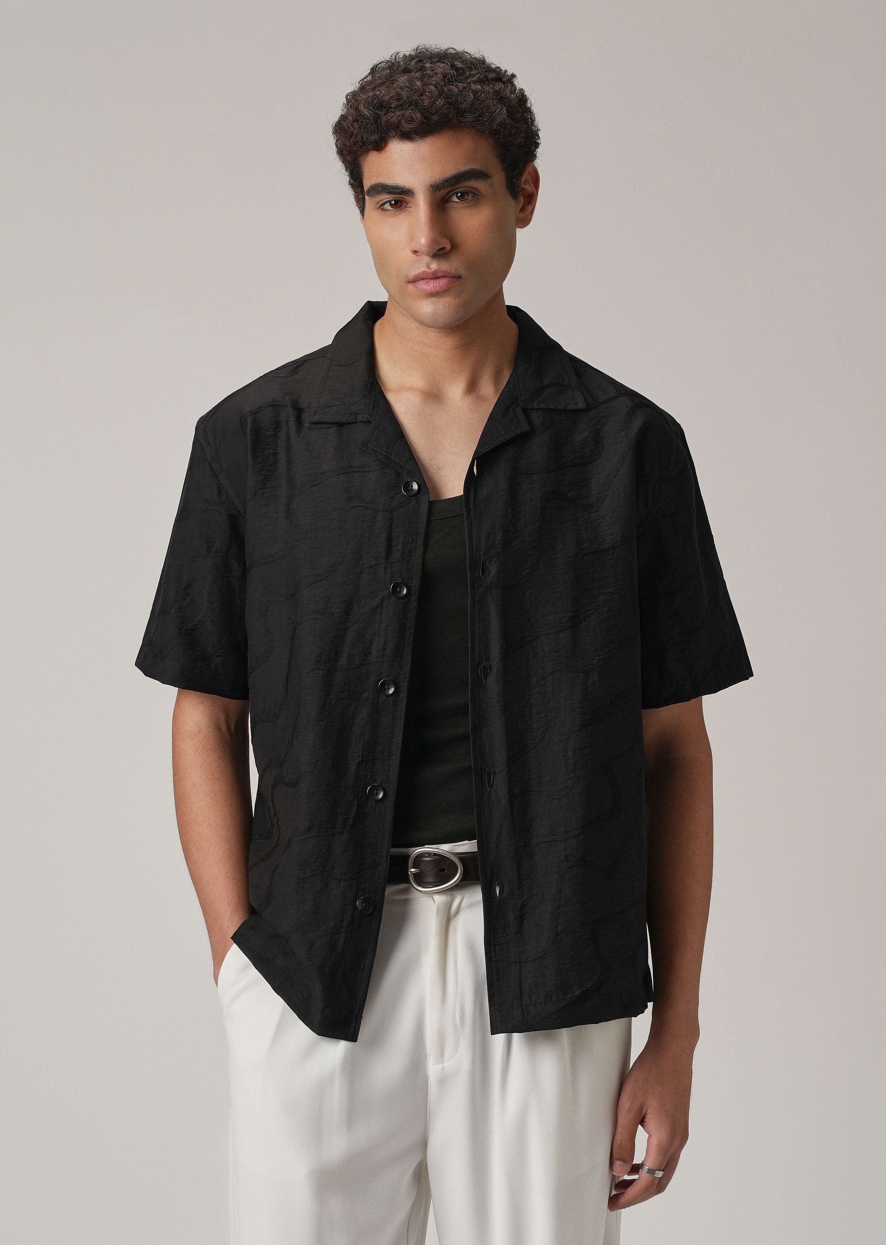 Black Self Pattern Shirt