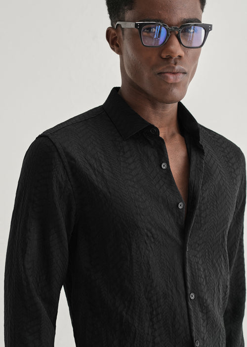 Midnight Black Self Patterned Shirt