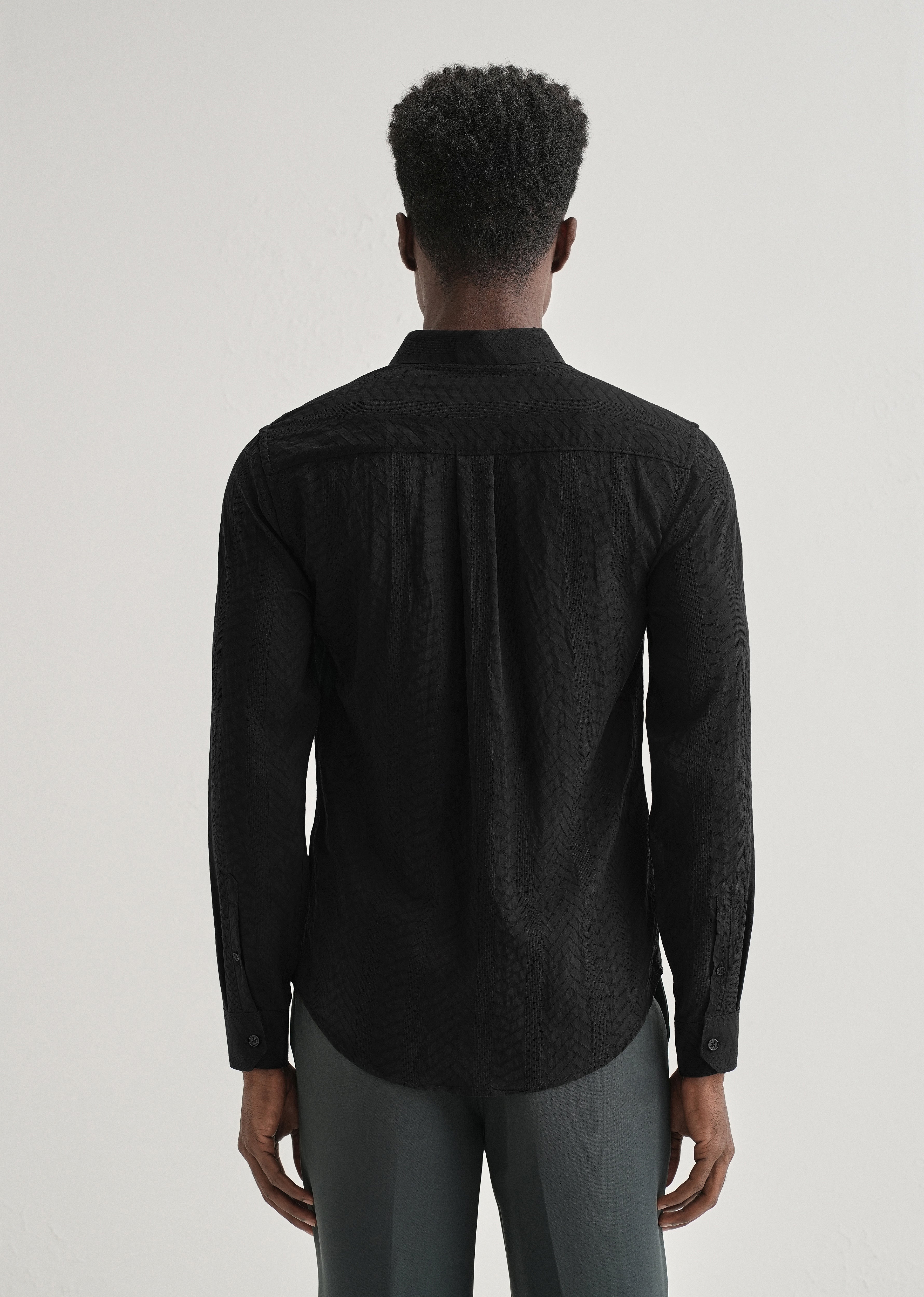 Midnight Black Self Patterned Shirt