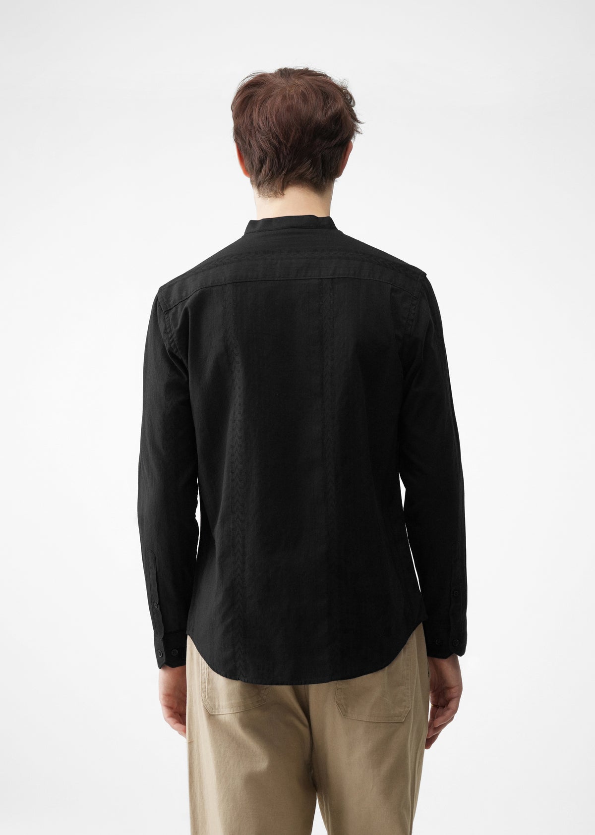Black Self Stripe Cotton Shirt