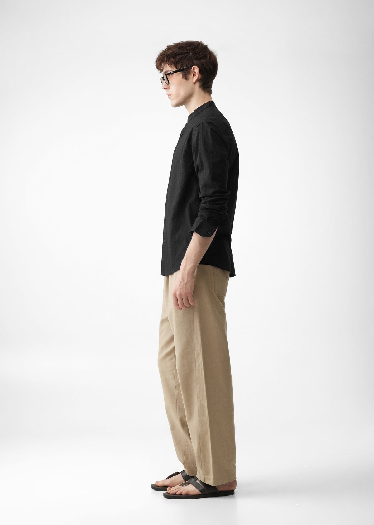 Black Self Stripe Cotton Shirt