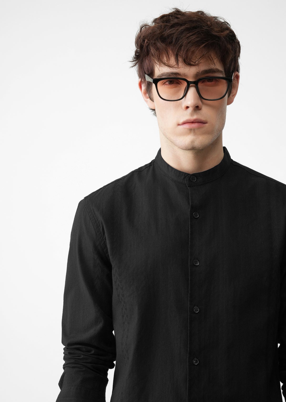 Black Self Stripe Cotton Shirt